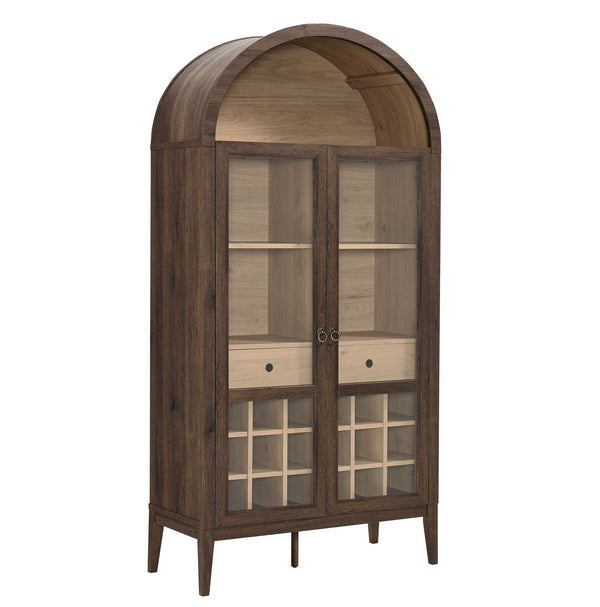 Nolan Arched Bar Cabinet, Walnut Light Oak