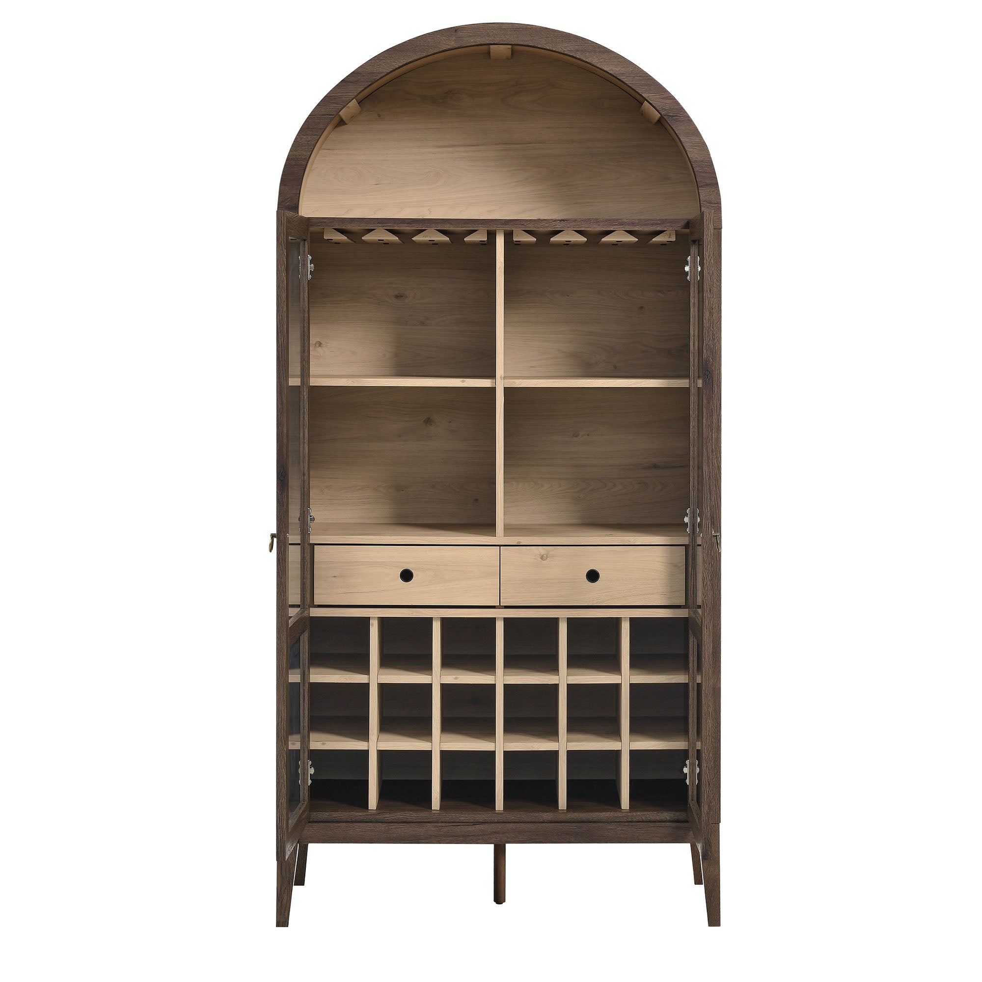Nolan Arched Bar Cabinet, Walnut Light Oak