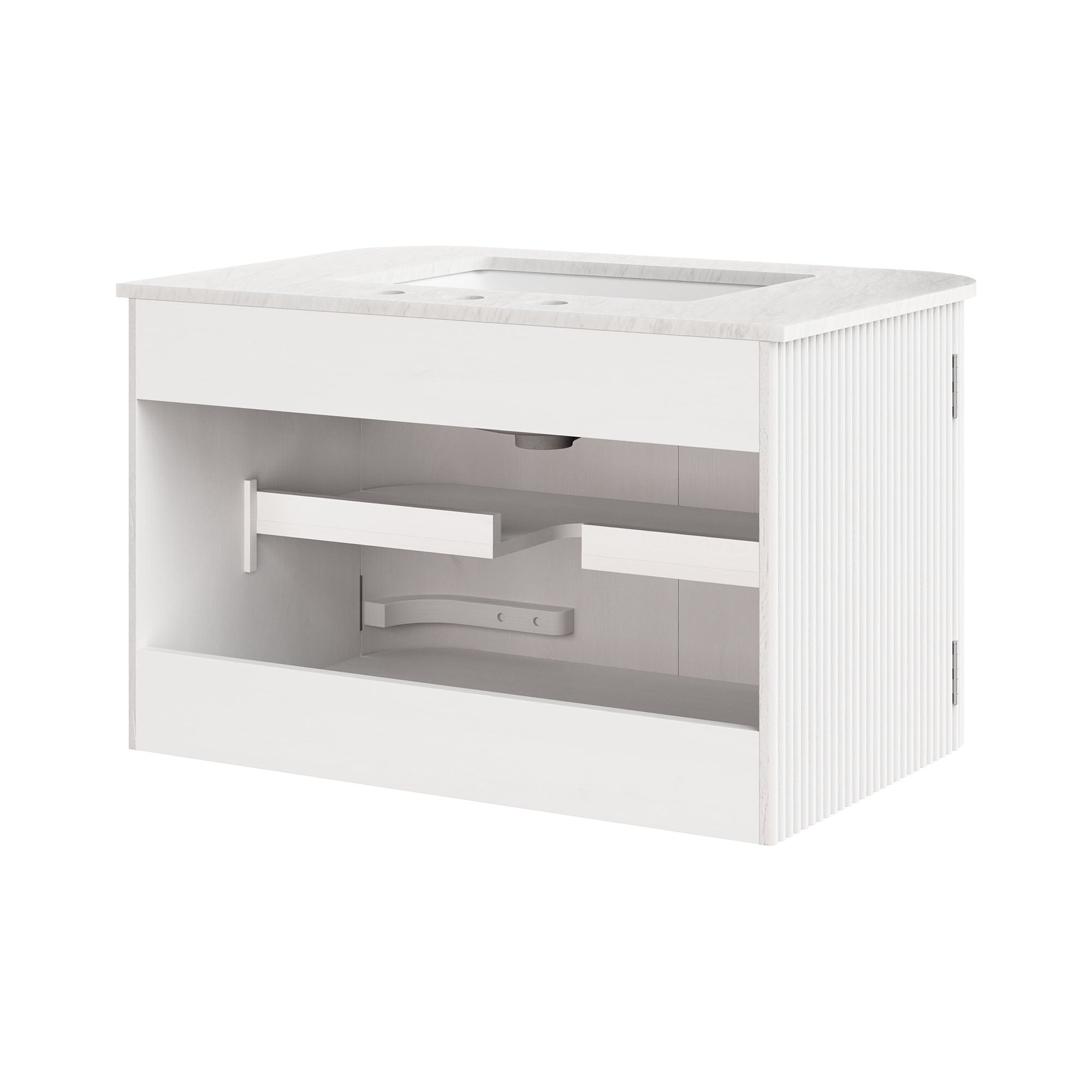 Zia 30" Wall-Mount Bathroom Vanity with Marble Sink, Ivory