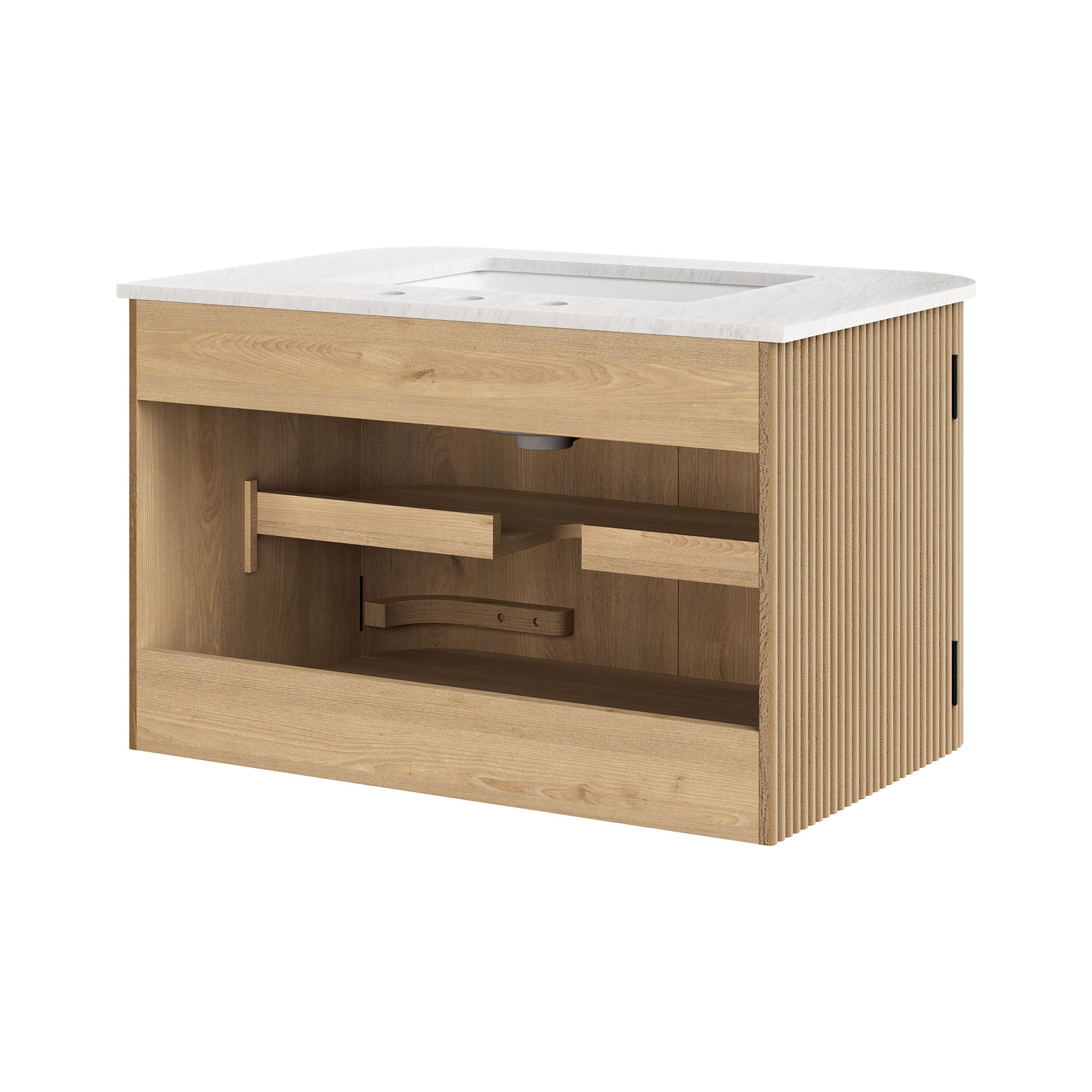 Zia 30" Wall-Mount Bathroom Vanity with Marble Sink, Natural