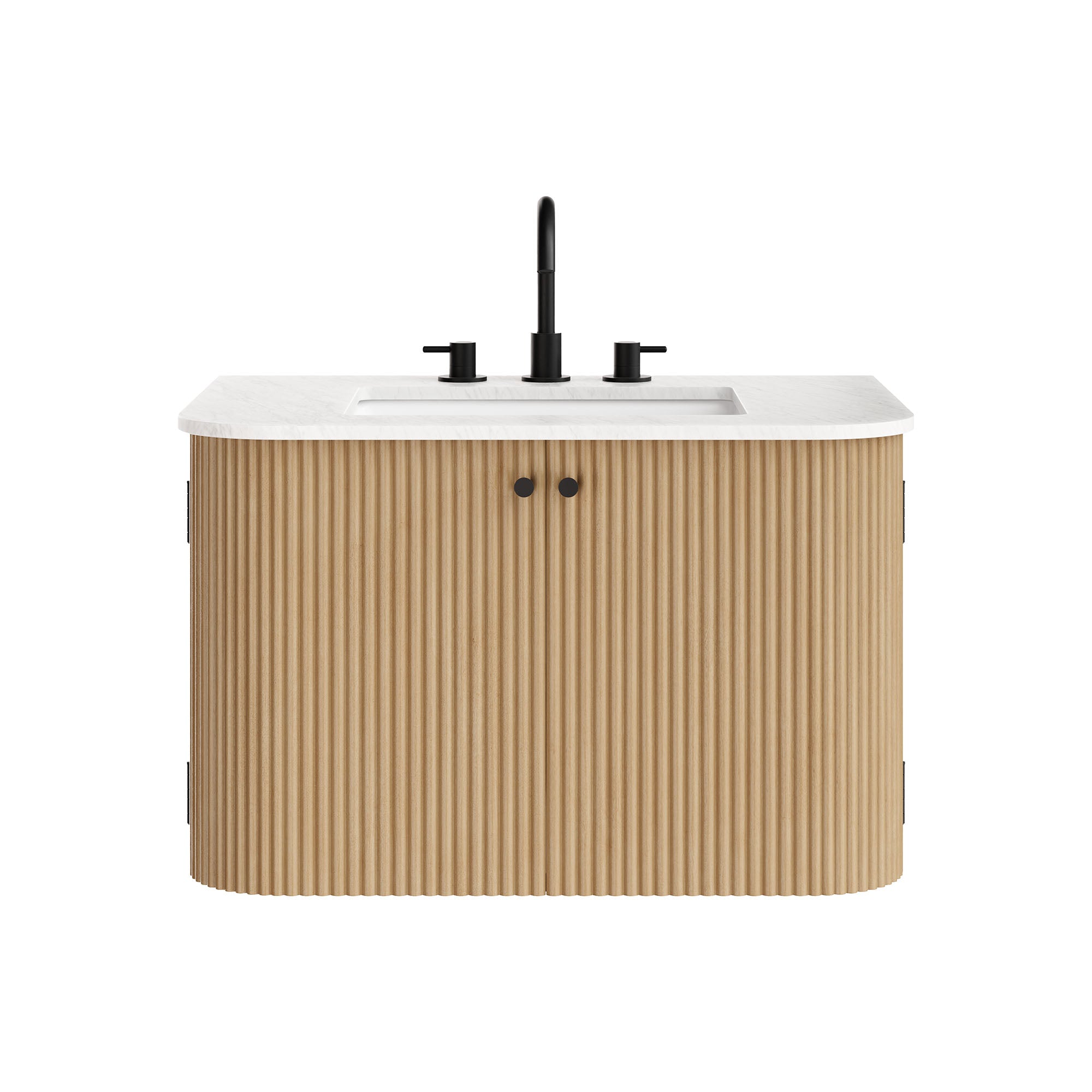 Zia 30" Wall-Mount Bathroom Vanity with Marble Sink, Natural