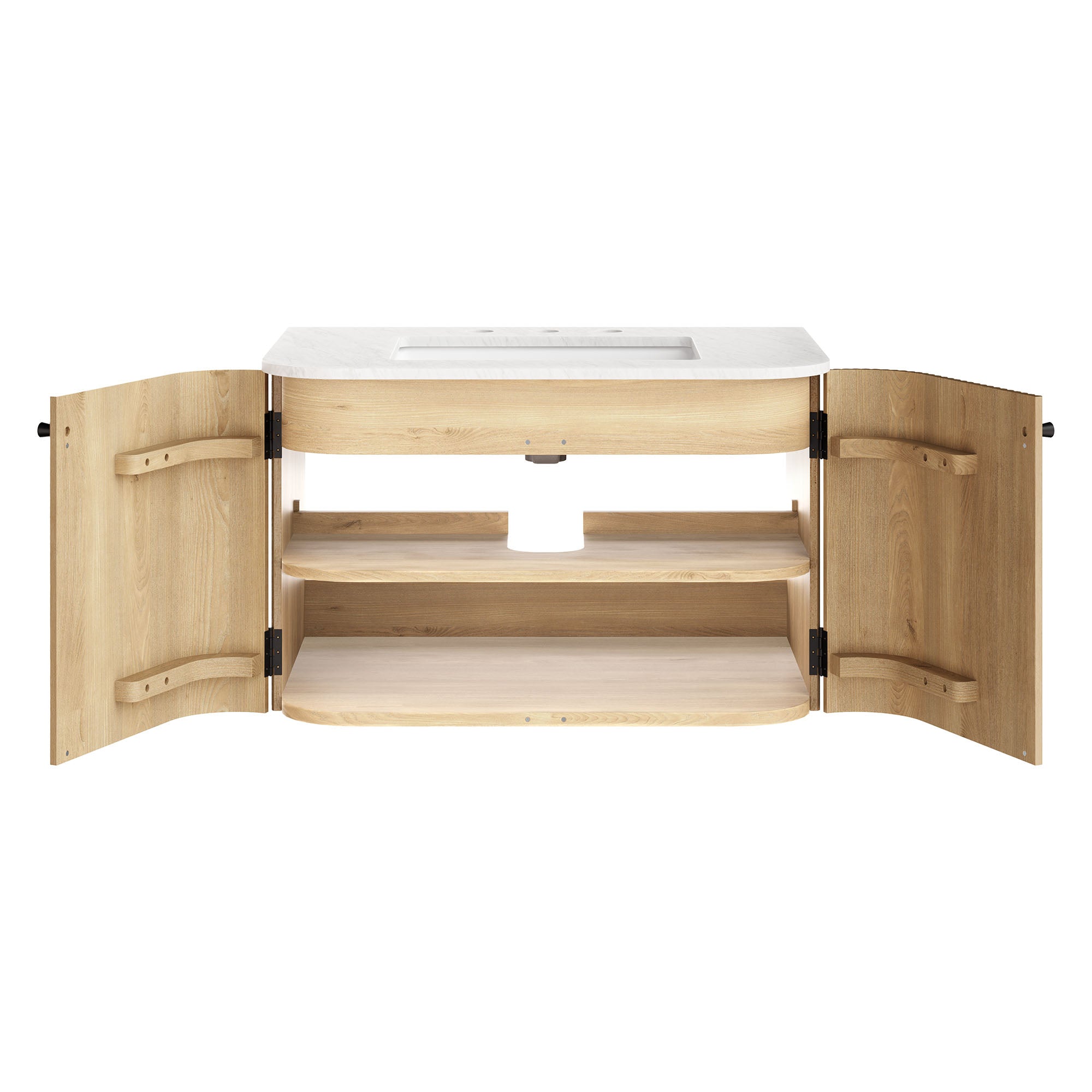 Zia 30" Wall-Mount Bathroom Vanity with Marble Sink, Natural