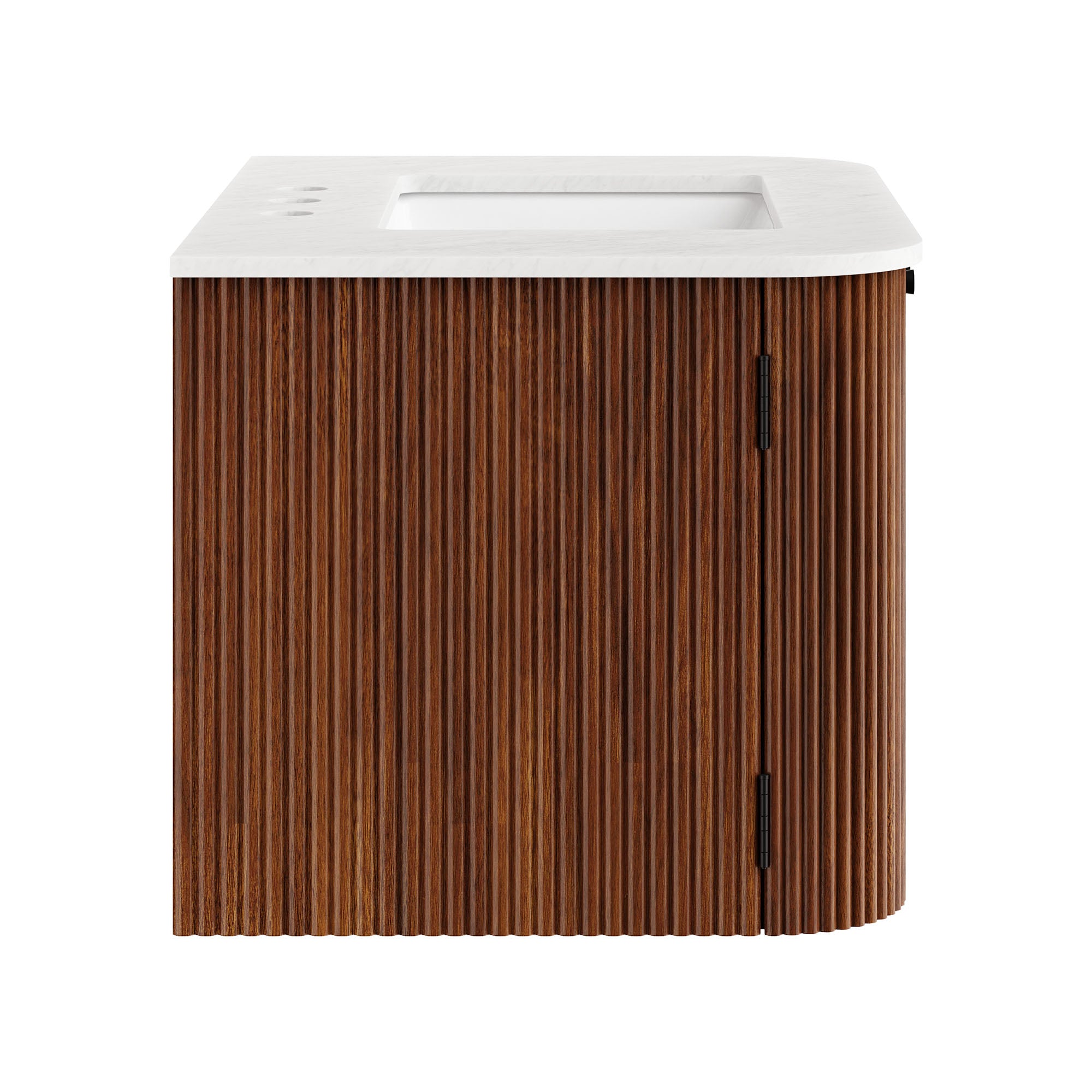 Zia 30" Wall-Mount Bathroom Vanity with Marble Sink, Walnut