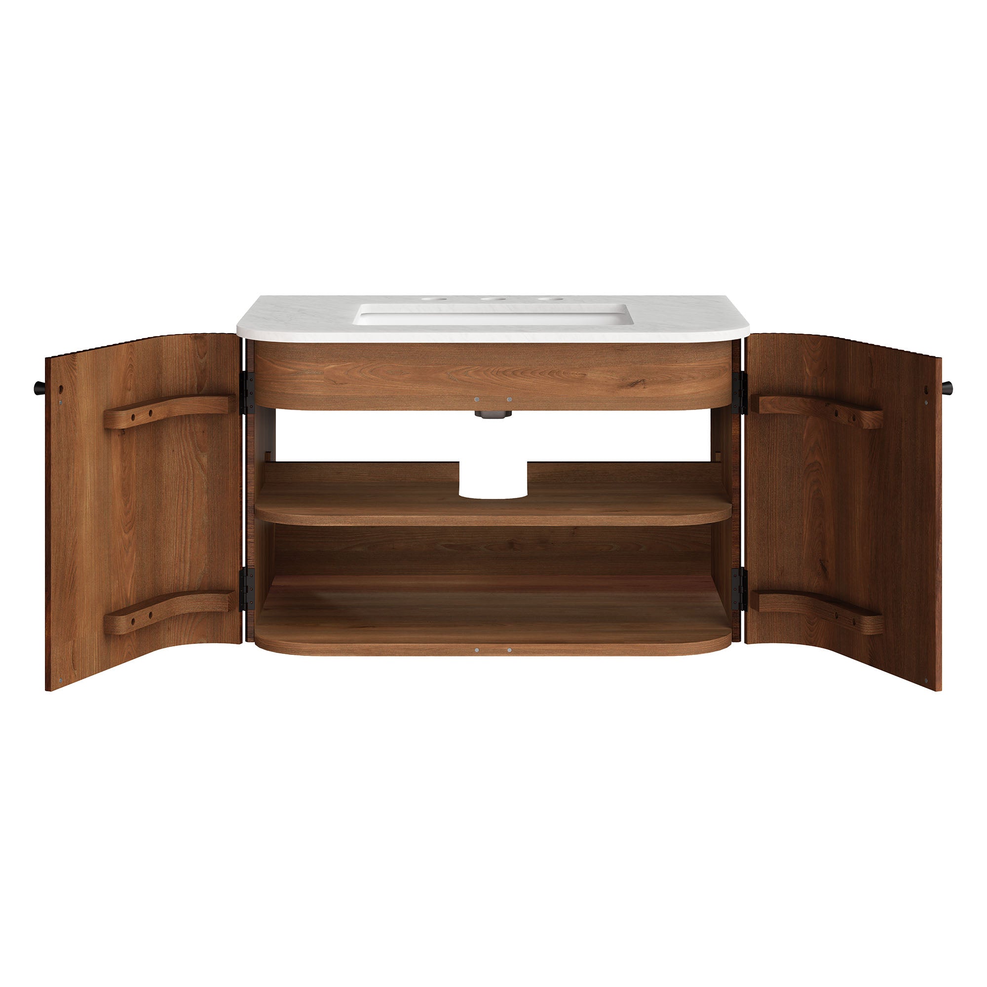 Zia 30" Wall-Mount Bathroom Vanity with Marble Sink, Walnut