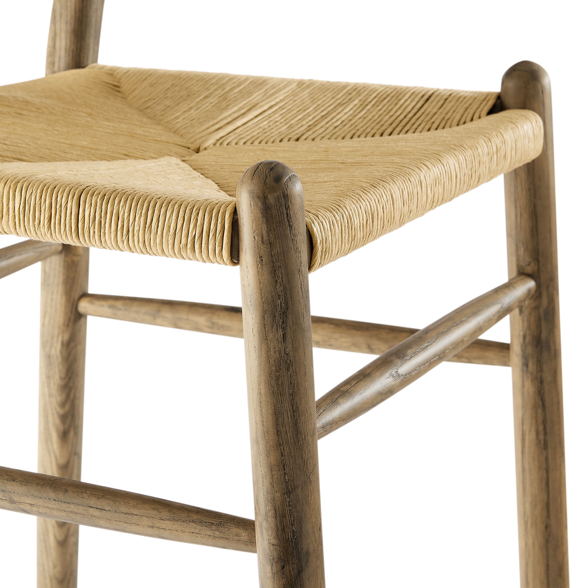 Amish Wood Bar Stool, Weathered Gray Teak