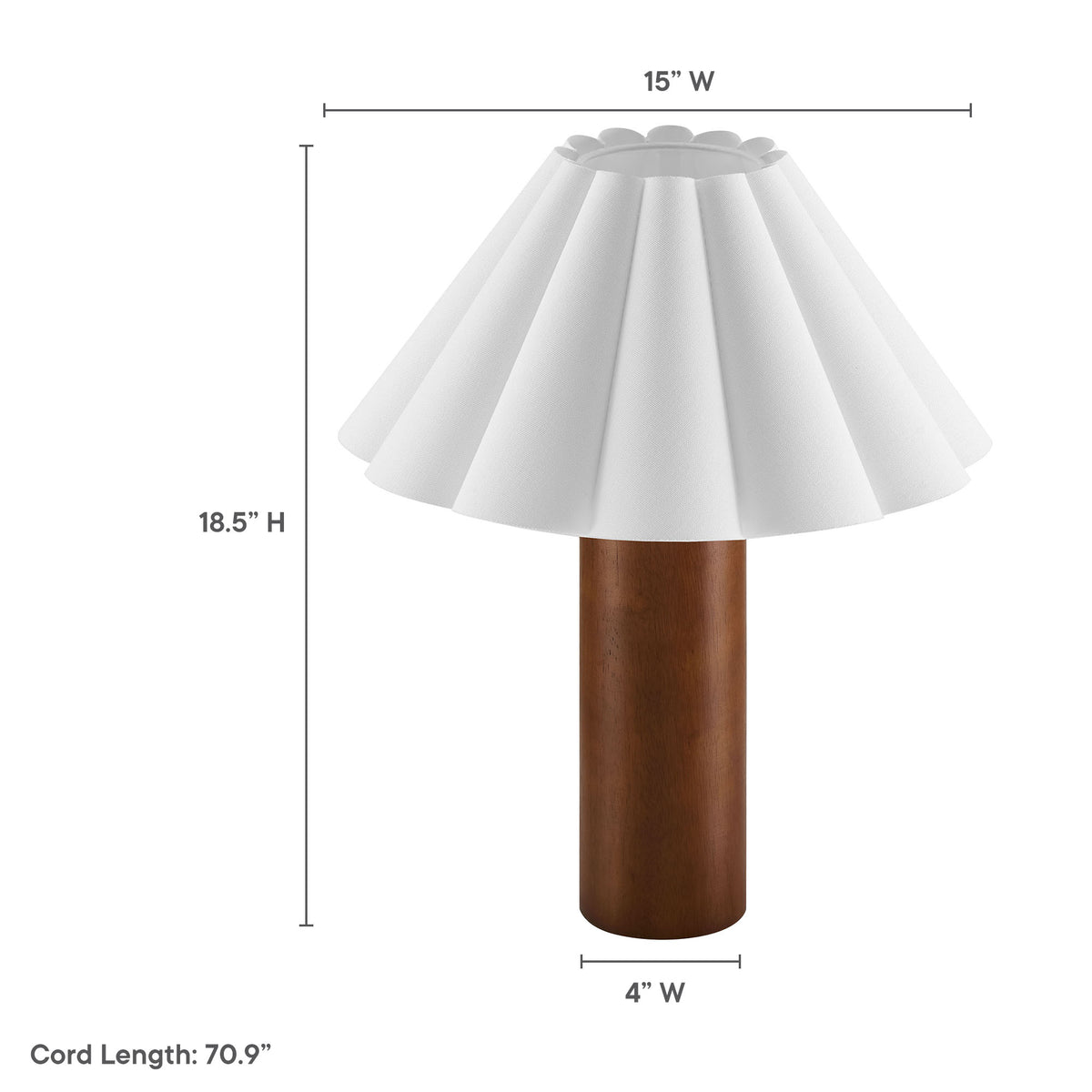 Flora Wood Table Lamp With Pleated Petal Shade, Walnut