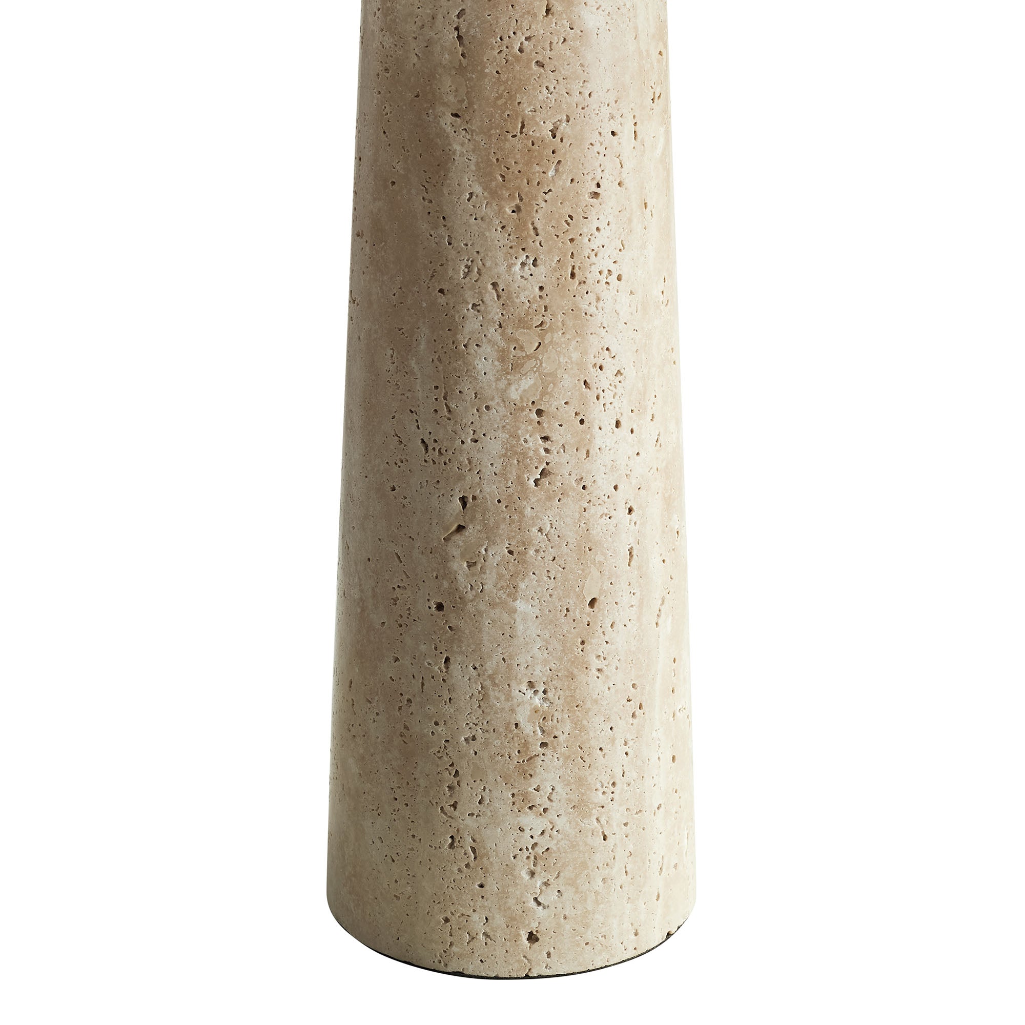 Cove Travertine Table Lamp With Pleated Shade, Travertine