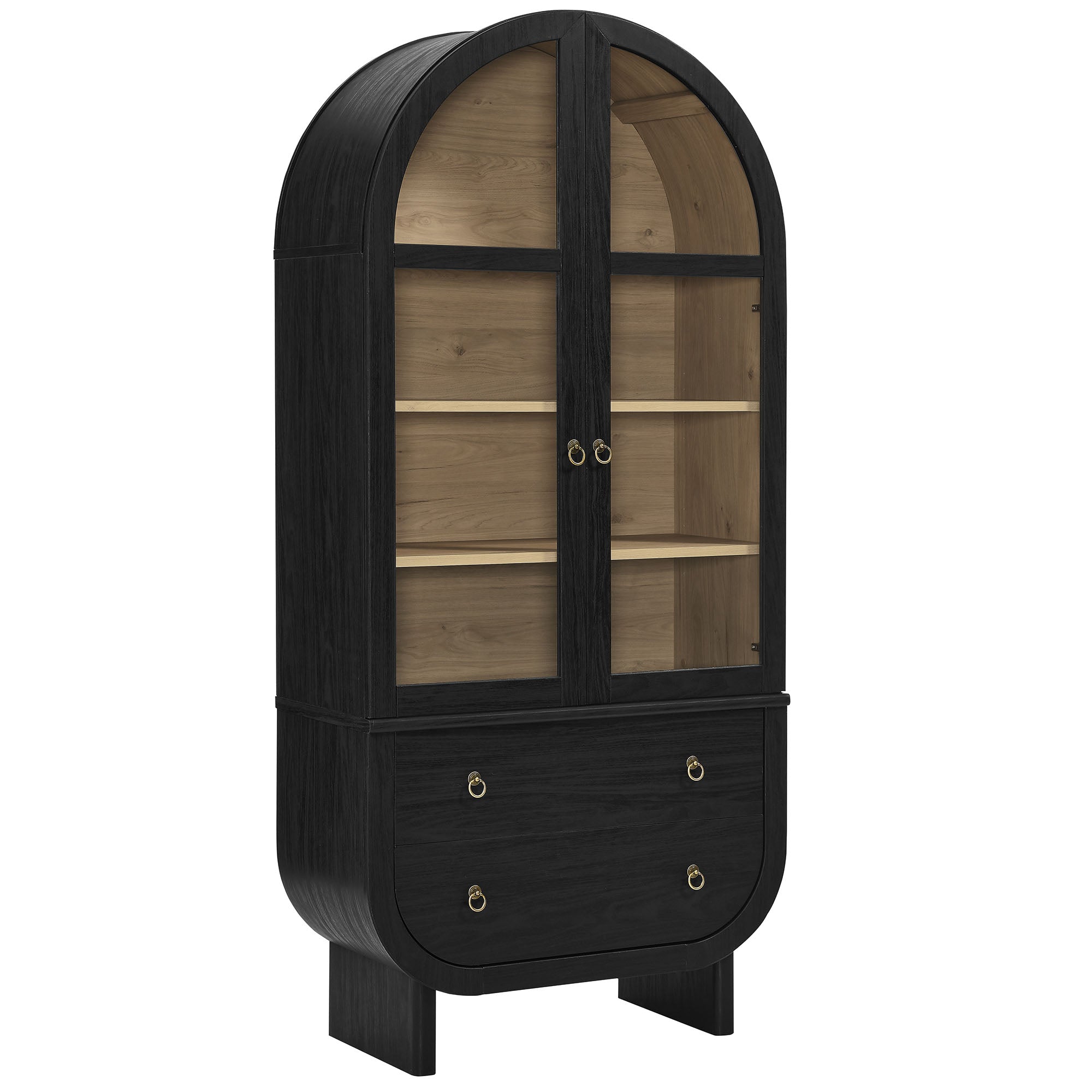 Nyx Arched Display Cabinet, Black Light Oak