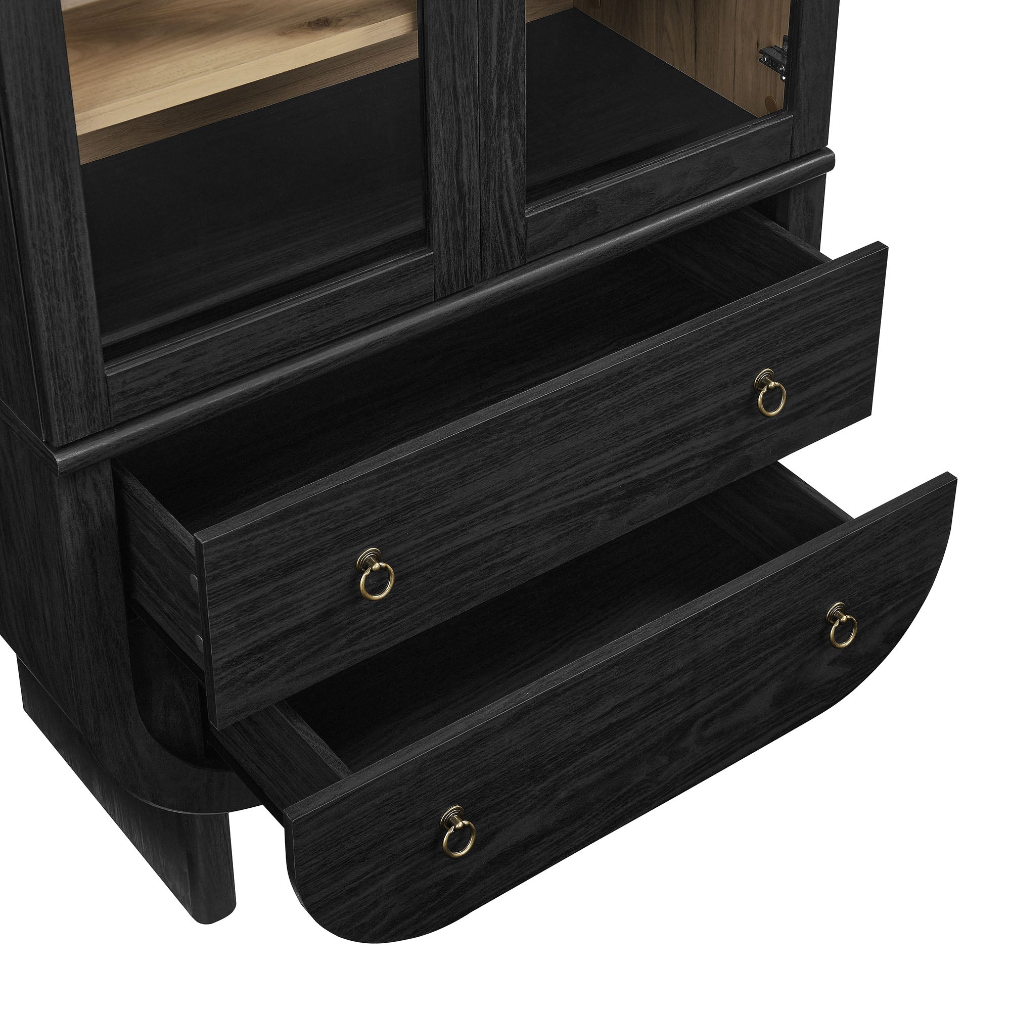 Nyx Arched Display Cabinet, Black Light Oak