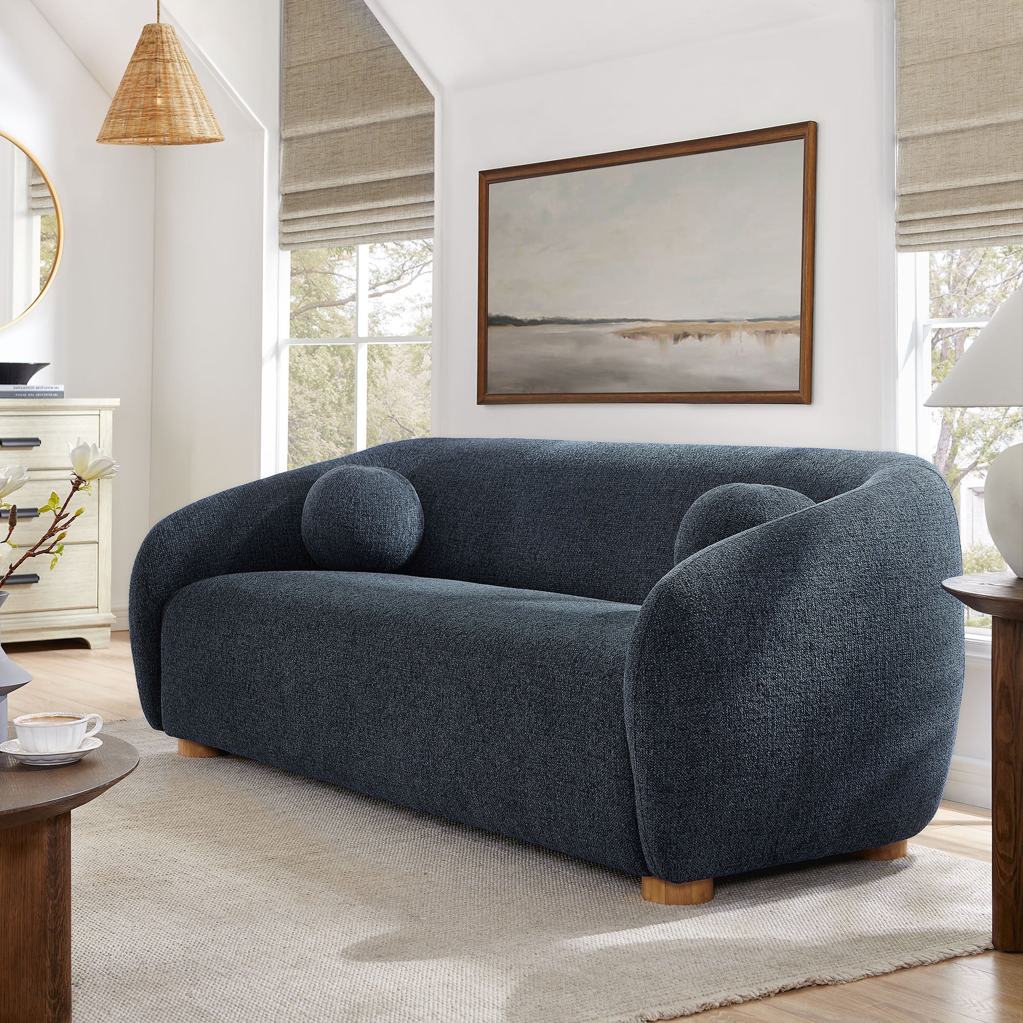Holland 85" Chenille Fabric Sofa, Navy