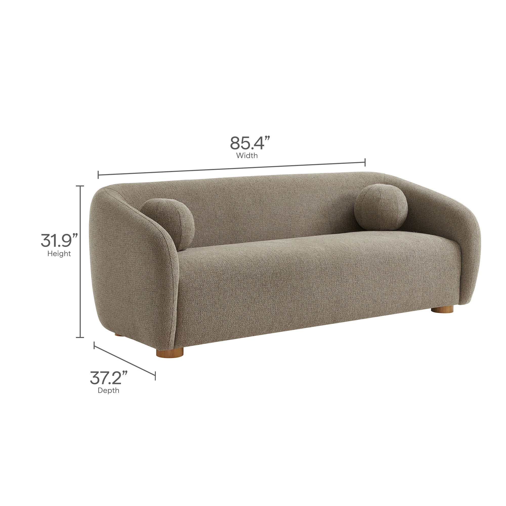 Holland 85" Chenille Fabric Sofa, Taupe
