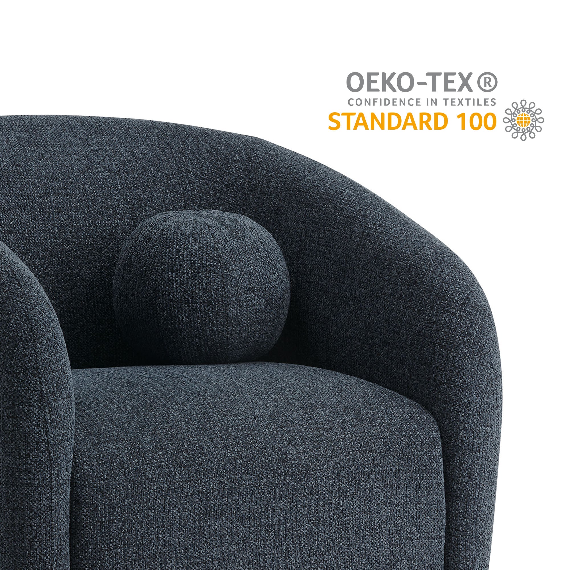 Holland Swivel Chenille Fabric Armchair, Navy
