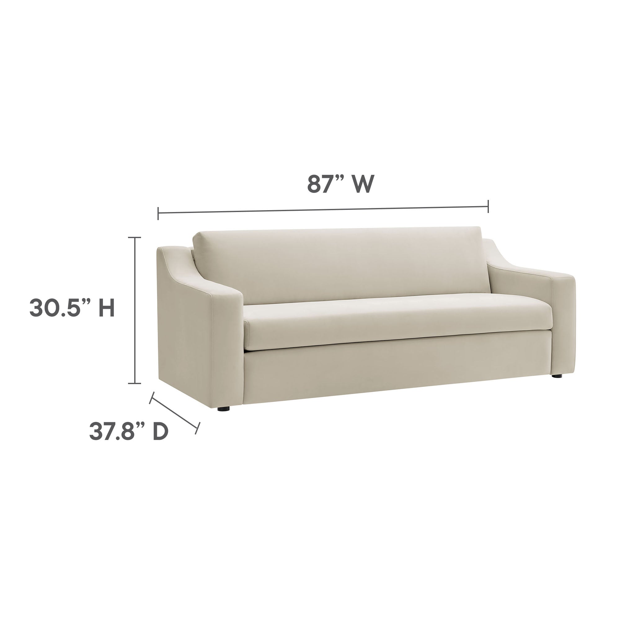 Liora Performance Velvet Sofa, Alabaster