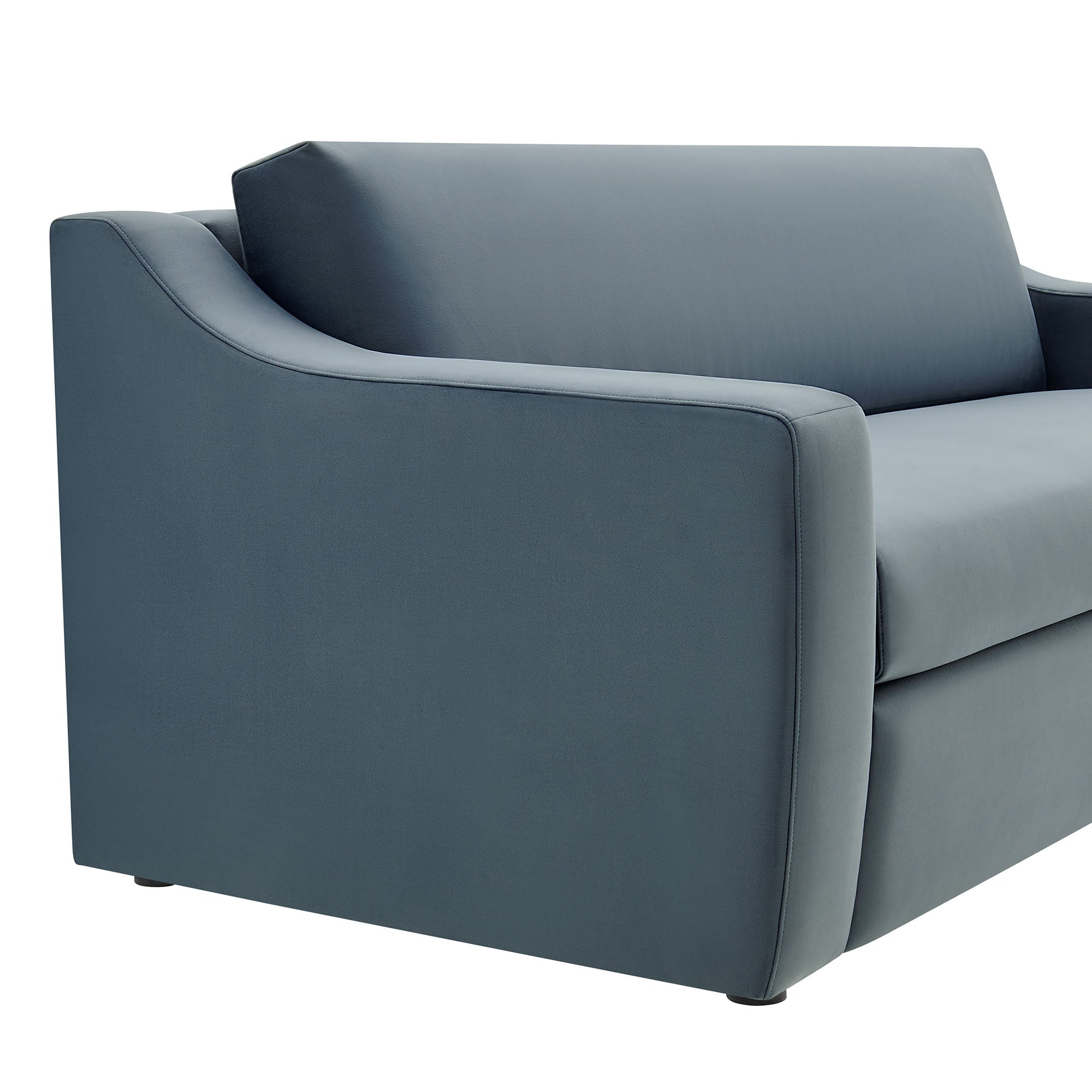 Liora Performance Velvet Sofa, Cadet Blue