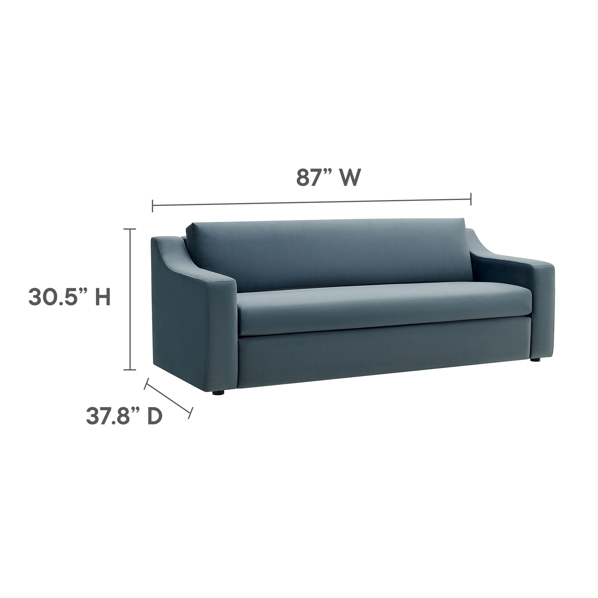 Liora Performance Velvet Sofa, Cadet Blue