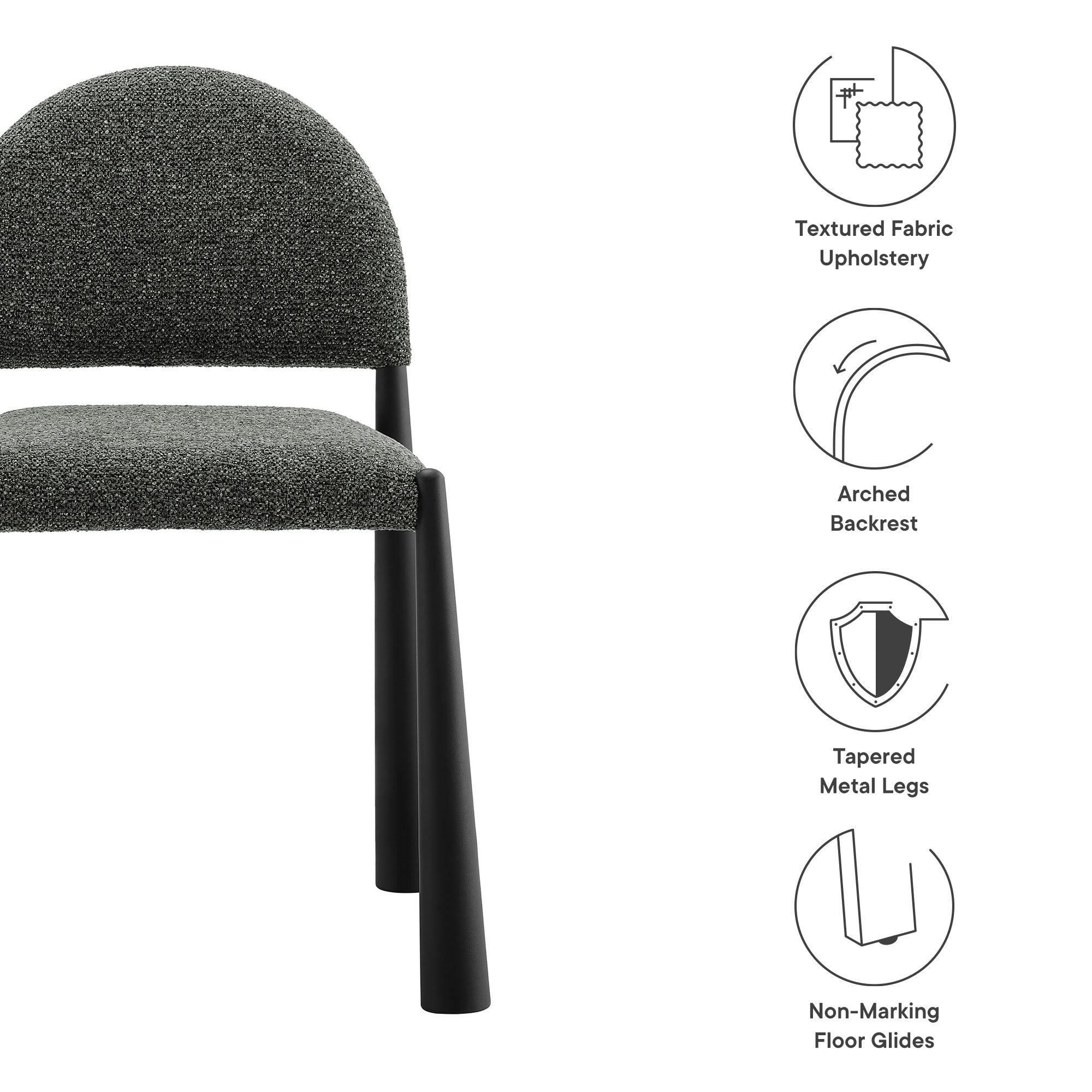 Hayley Upholstered Fabric Dining Side Chair, Black Anthracite