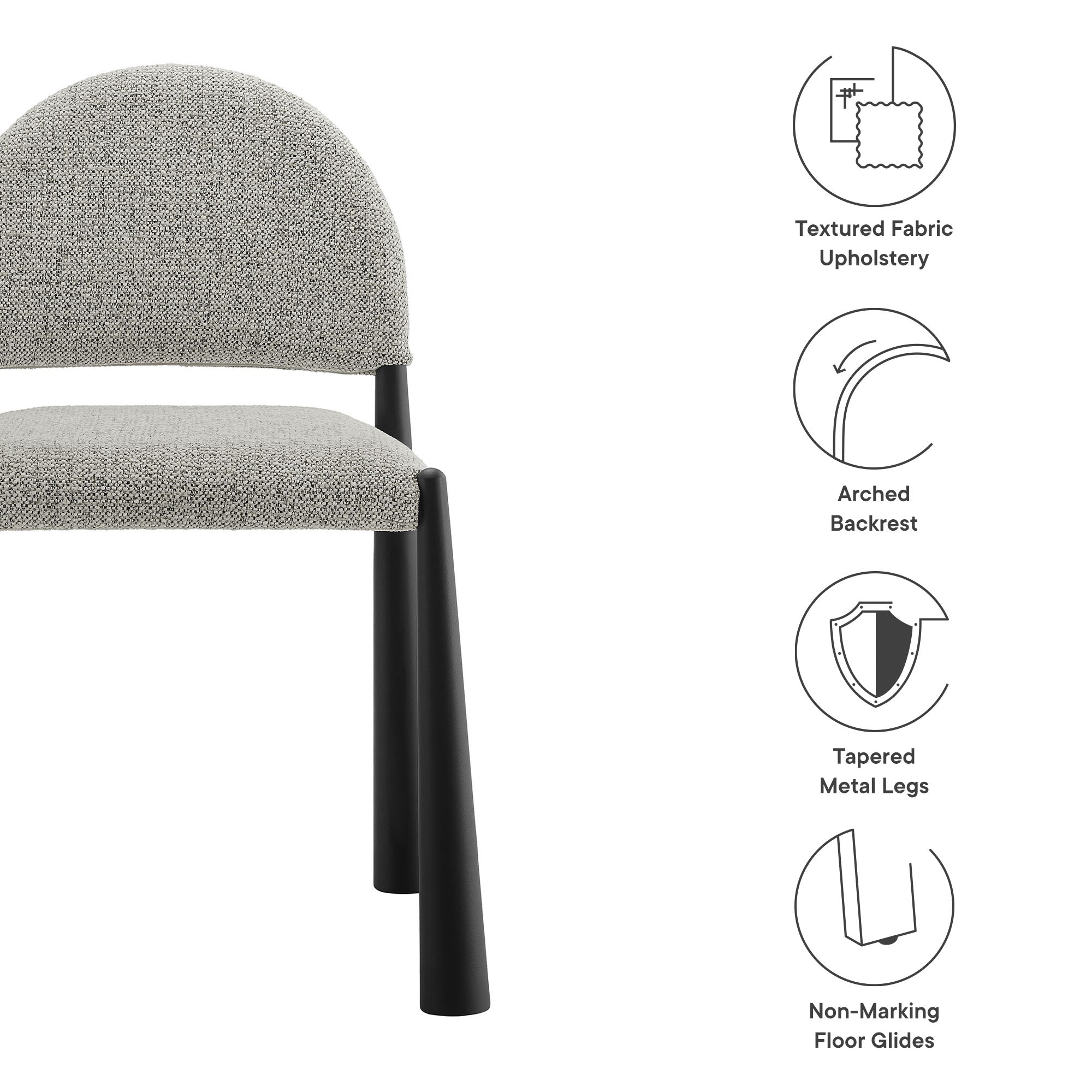 Hayley Upholstered Fabric Dining Side Chair, Black Camel