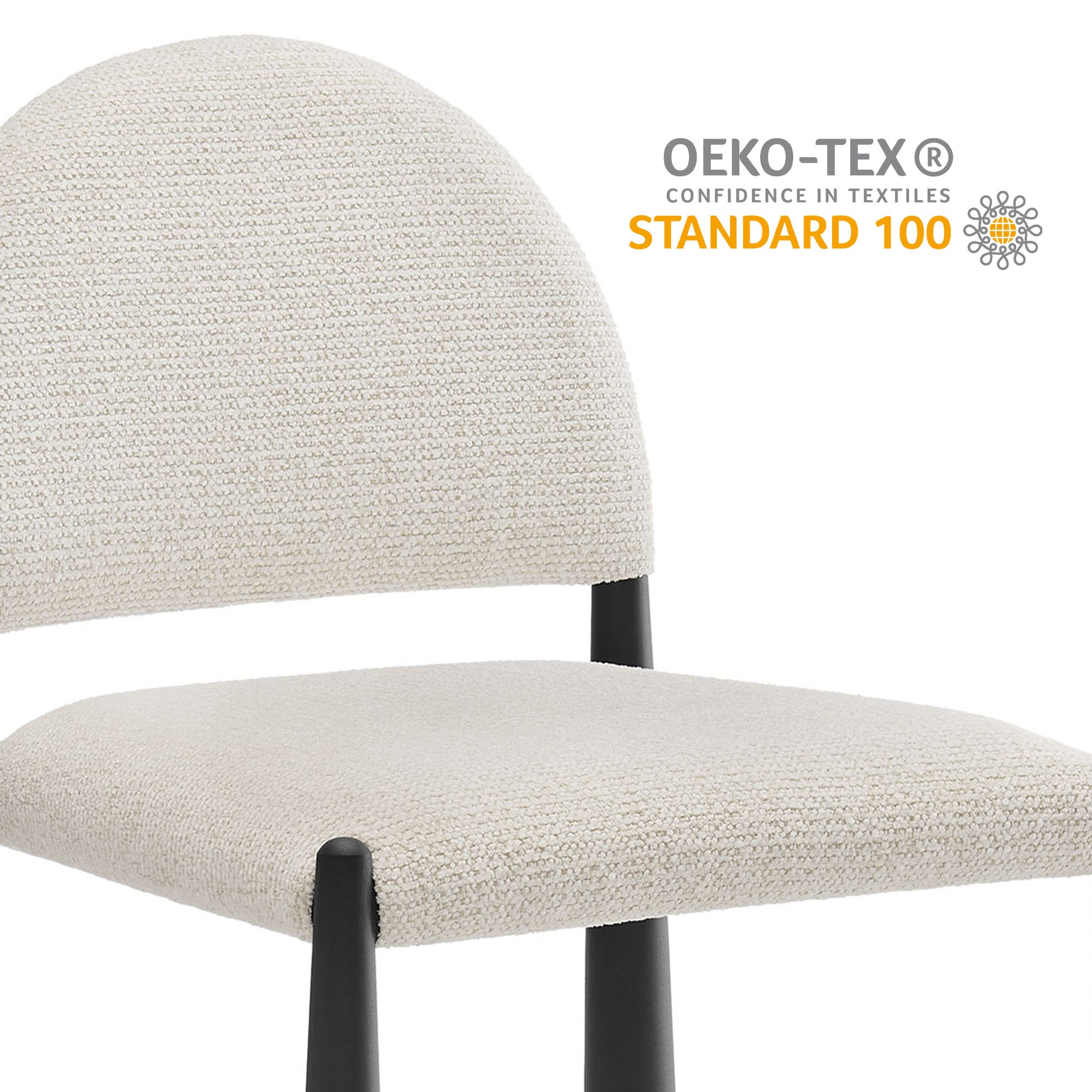 Hayley Upholstered Fabric Dining Side Chair, Black Cream