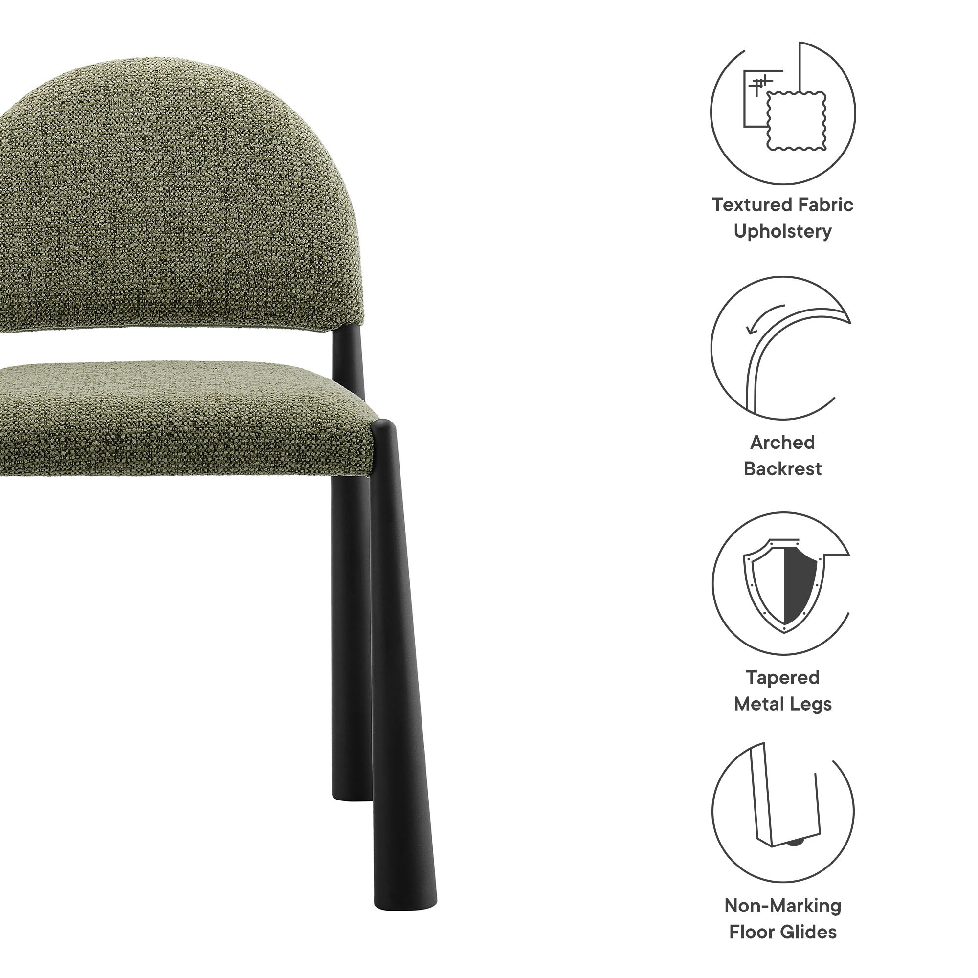 Hayley Upholstered Fabric Dining Side Chair, Black Leaf
