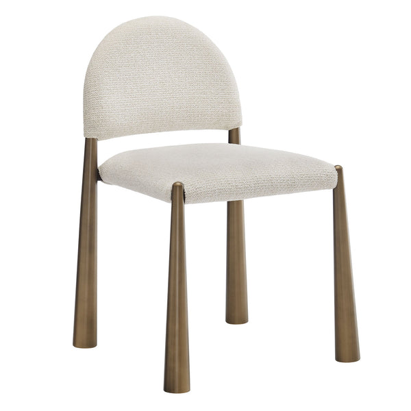 Hayley Upholstered Fabric Dining Side Chair, Brass Cream
