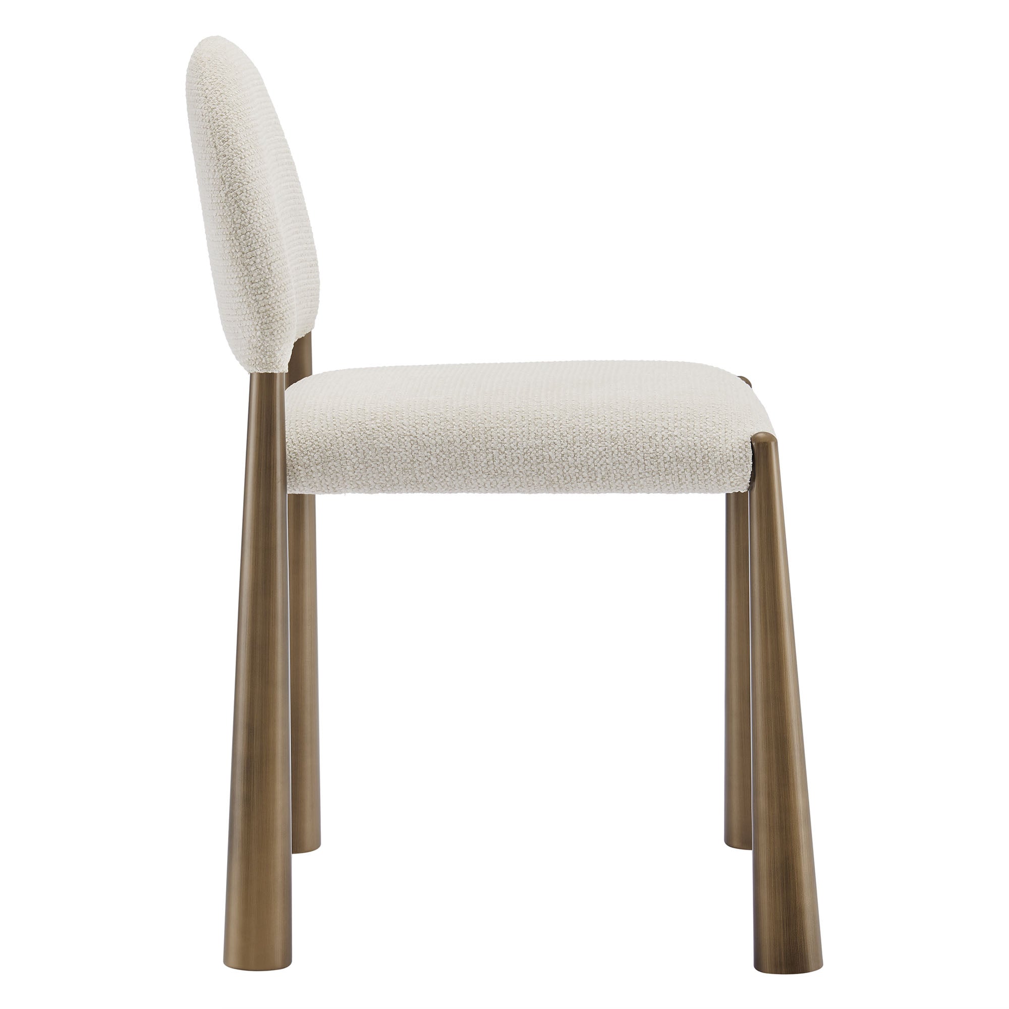 Hayley Upholstered Fabric Dining Side Chair, Brass Cream