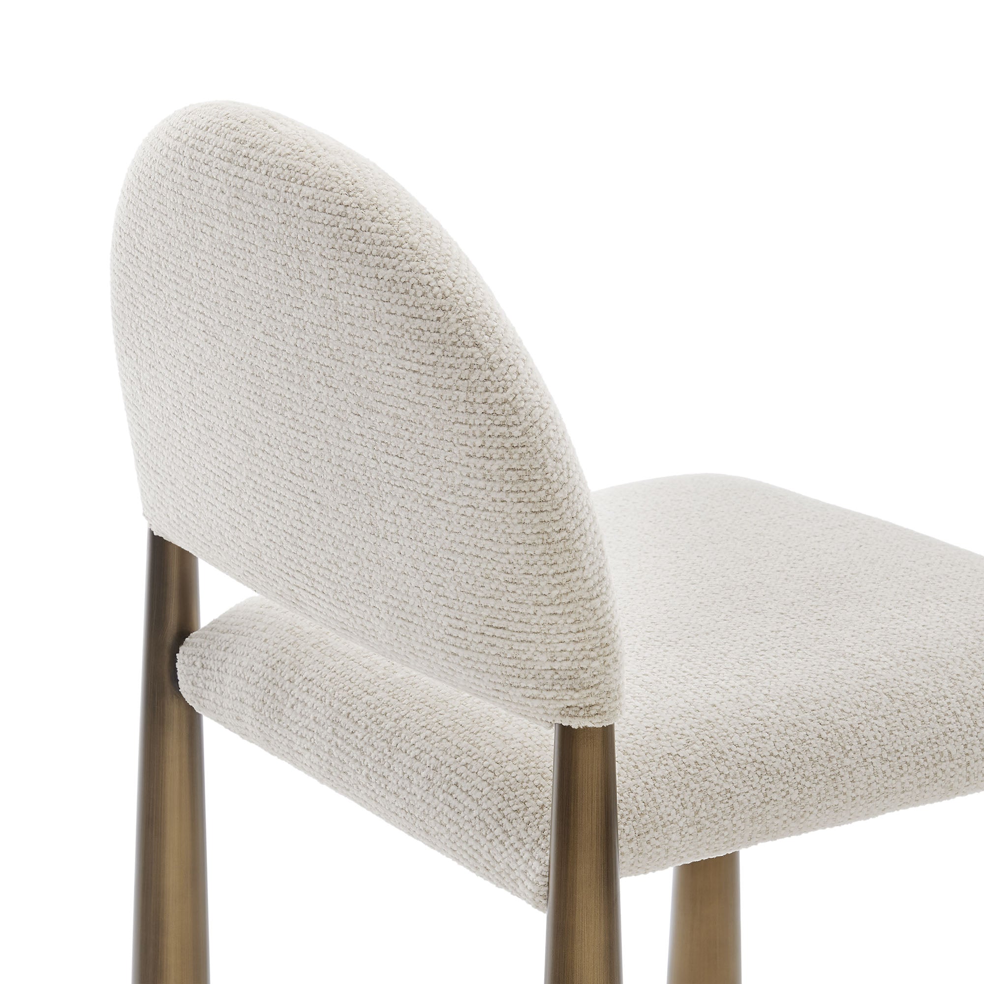 Hayley Upholstered Fabric Dining Side Chair, Brass Cream