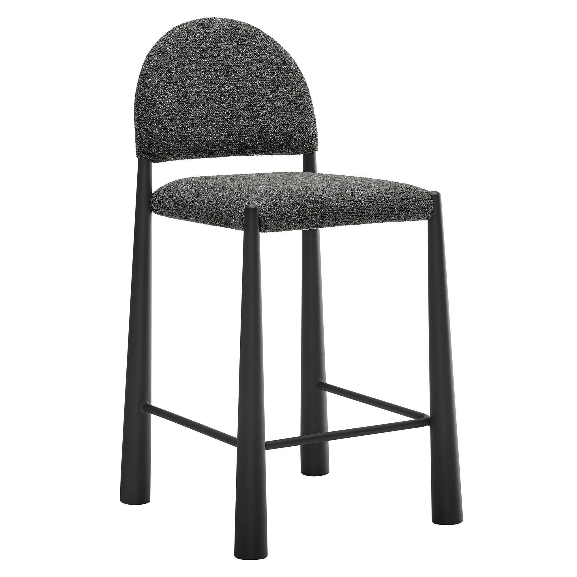 Hayley Upholstered Fabric Counter Stool, Black Anthracite