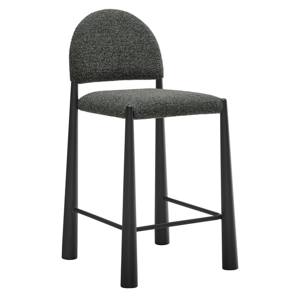 Hayley Upholstered Fabric Counter Stool, Black Anthracite