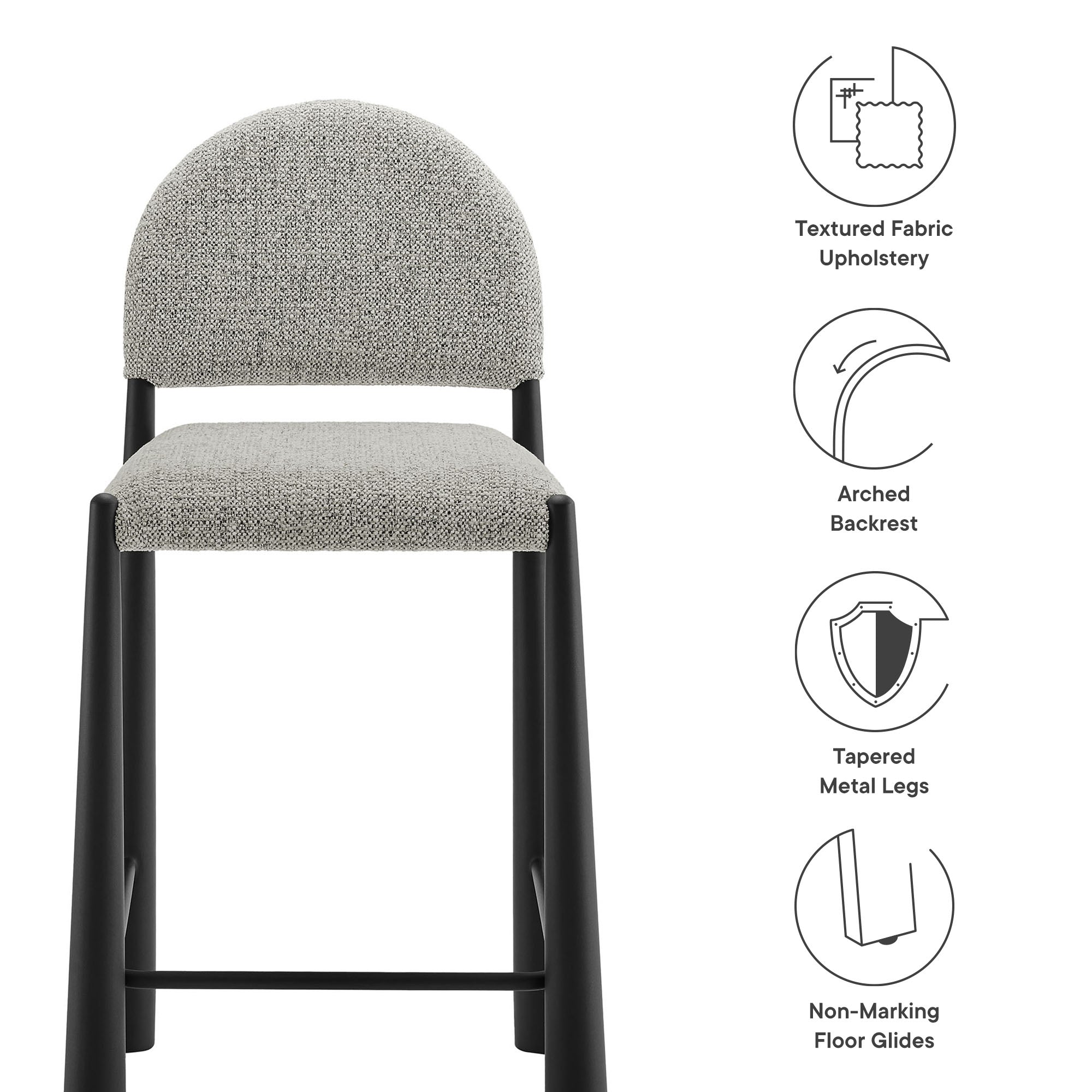 Hayley Upholstered Fabric Counter Stool, Black Camel