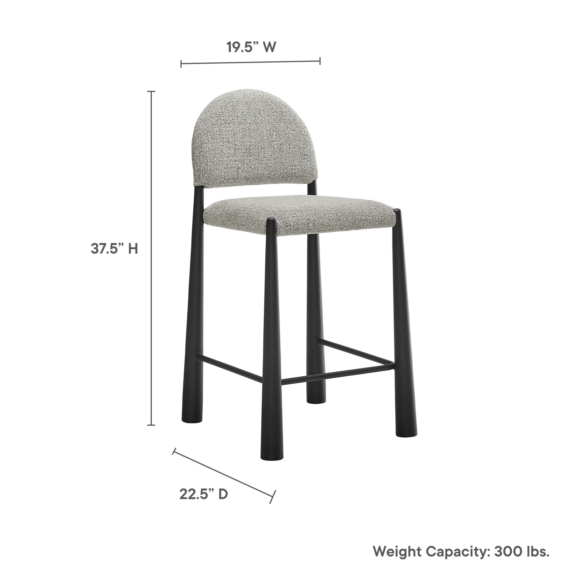Hayley Upholstered Fabric Counter Stool, Black Camel