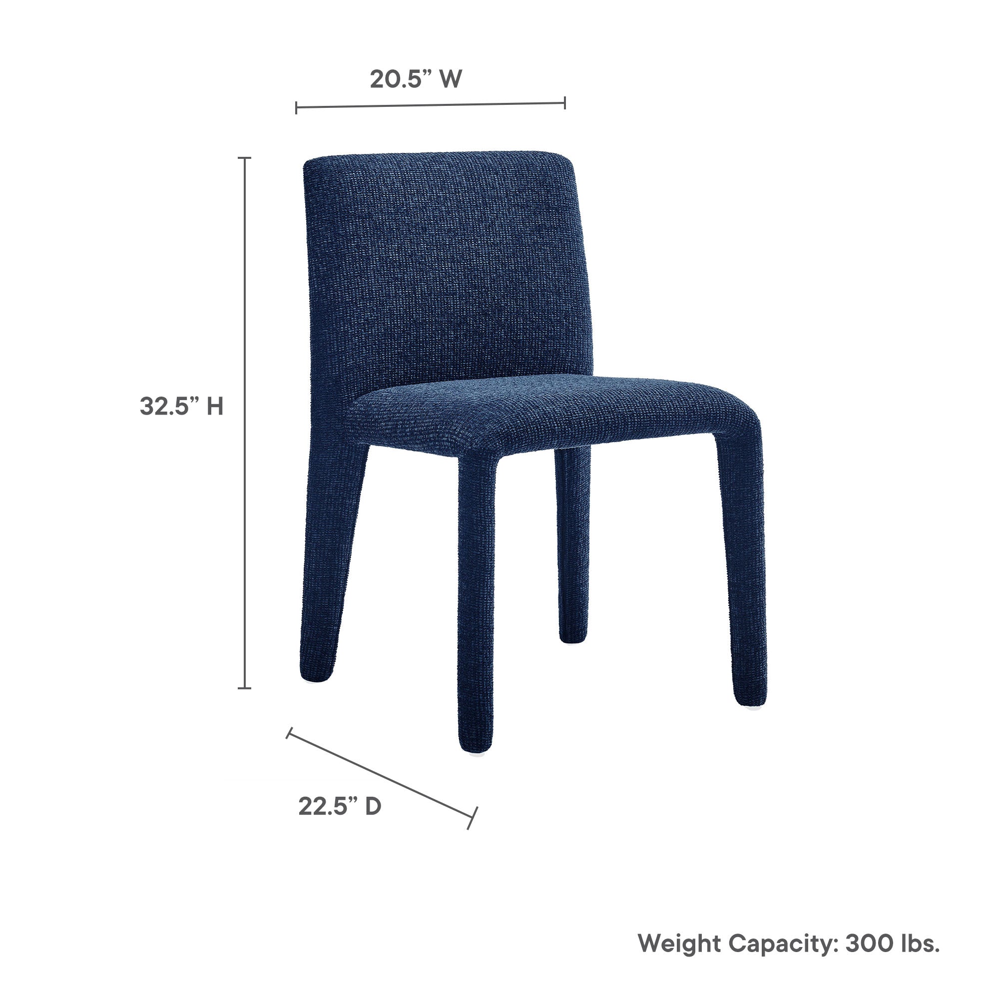 Rhodes Fabric Upholstered Dining Chair, Navy
