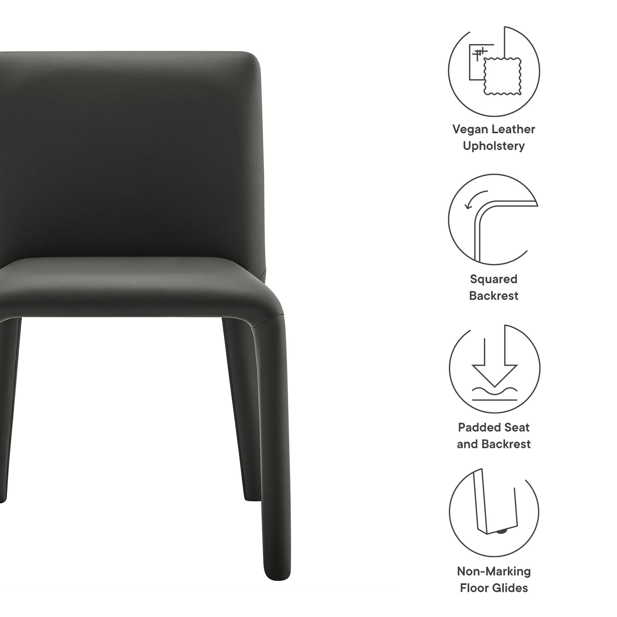 Rhodes Vegan Leather Upholstered Dining Chair, Black