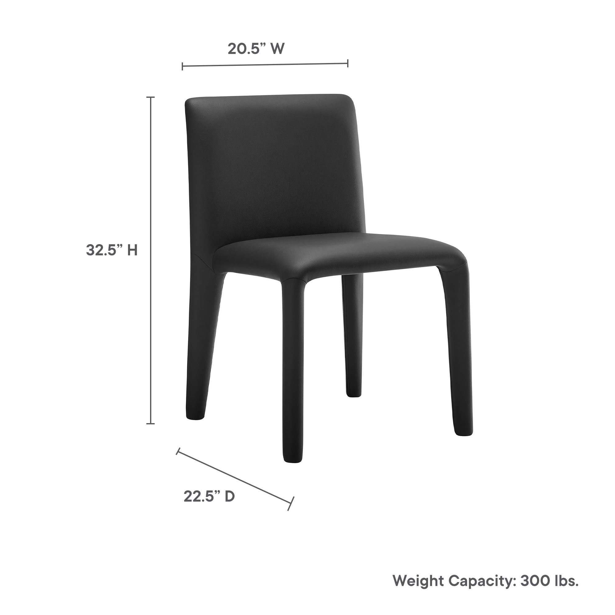 Rhodes Vegan Leather Upholstered Dining Chair, Black