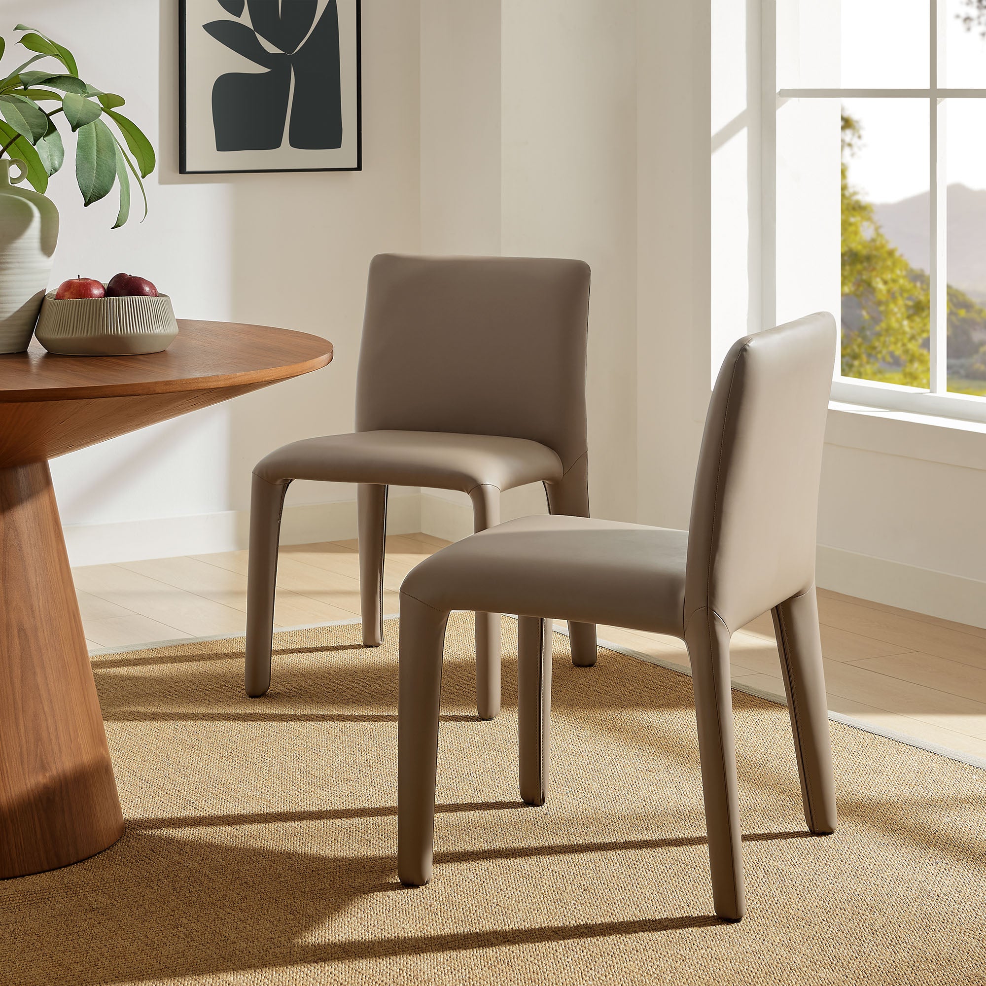 Rhodes Vegan Leather Upholstered Dining Chair, Mushroom Brown