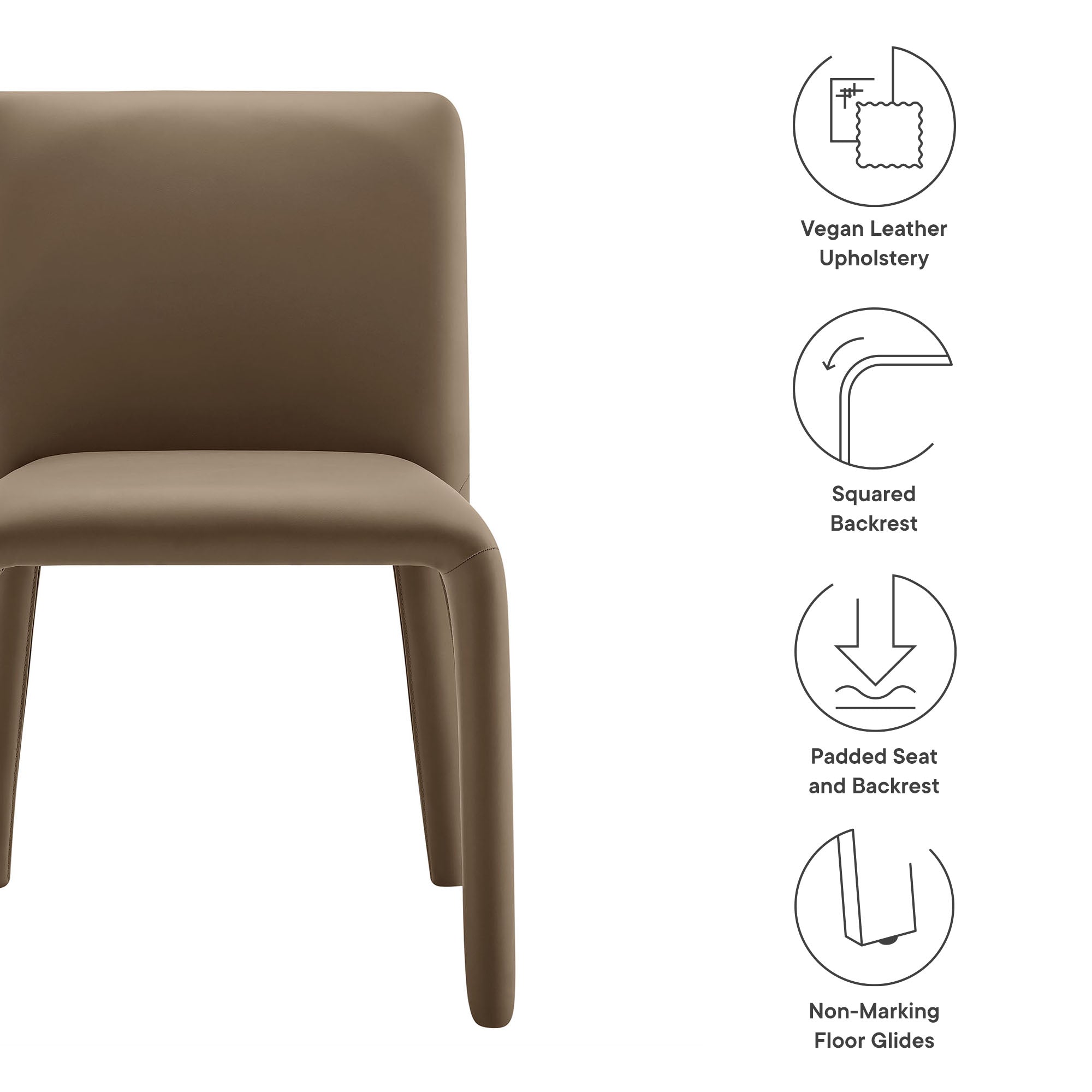 Rhodes Vegan Leather Upholstered Dining Chair, Mushroom Brown