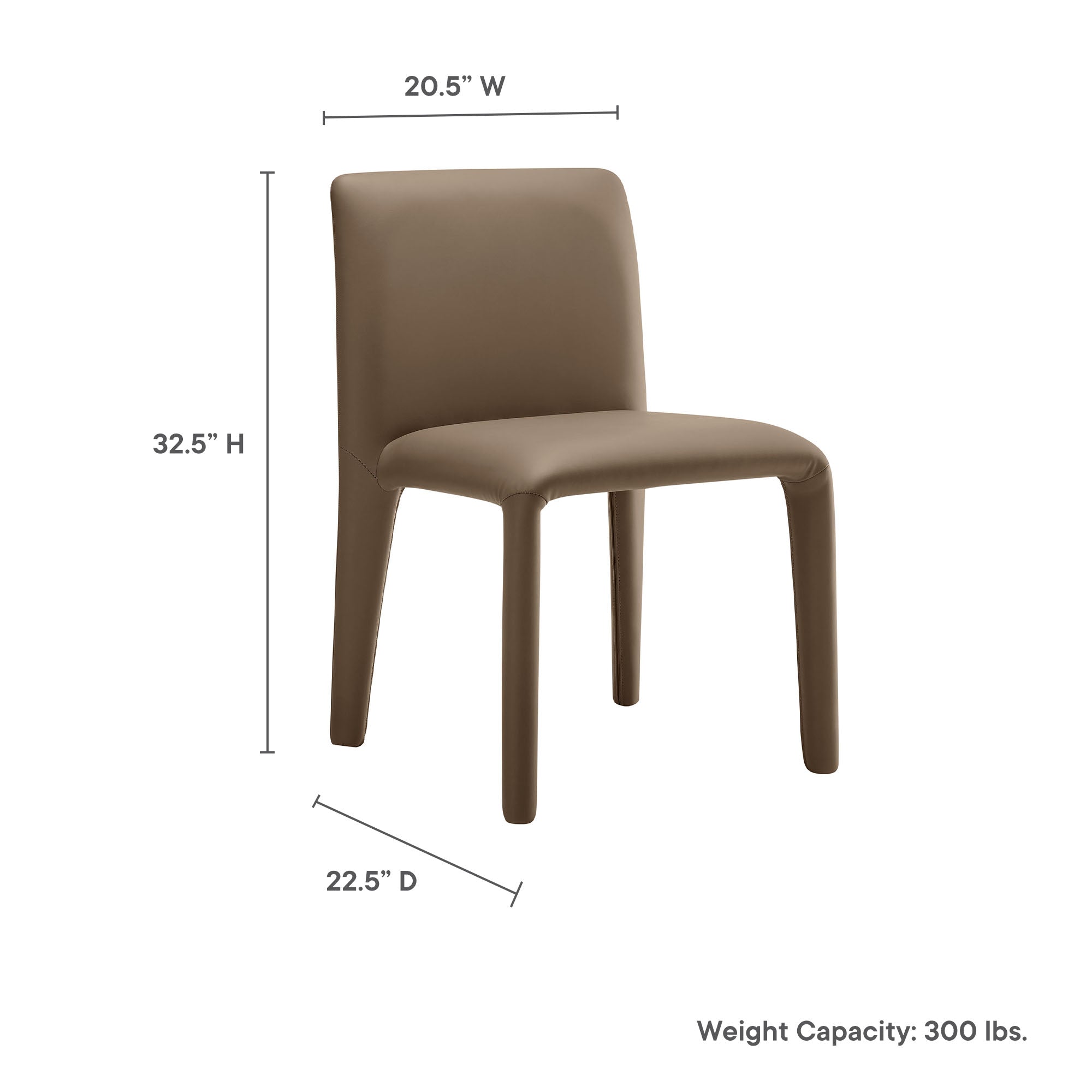 Rhodes Vegan Leather Upholstered Dining Chair, Mushroom Brown