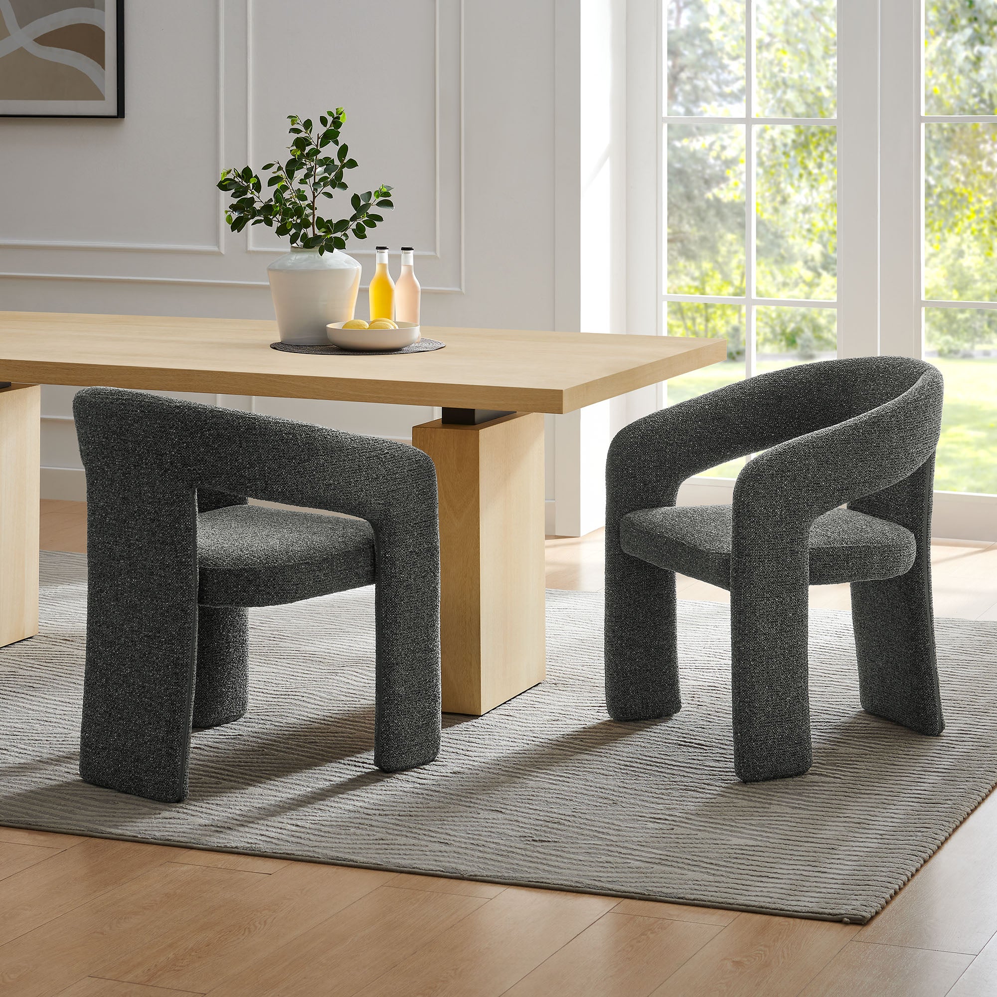 Oslo Barrel Fabric Upholstered Dining Accent Chair, Anthracite