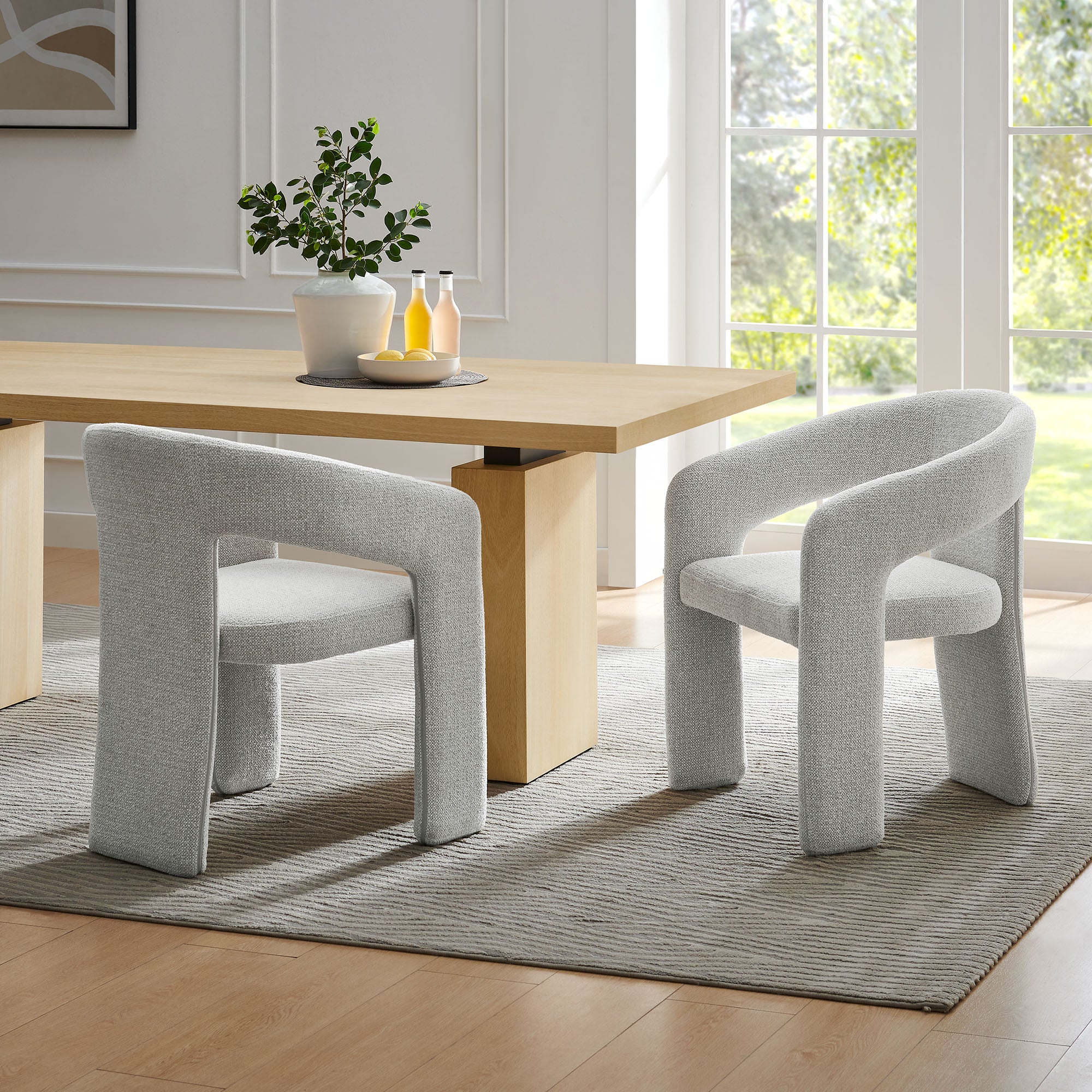 Oslo Barrel Fabric Upholstered Dining Accent Chair, Dove Gray