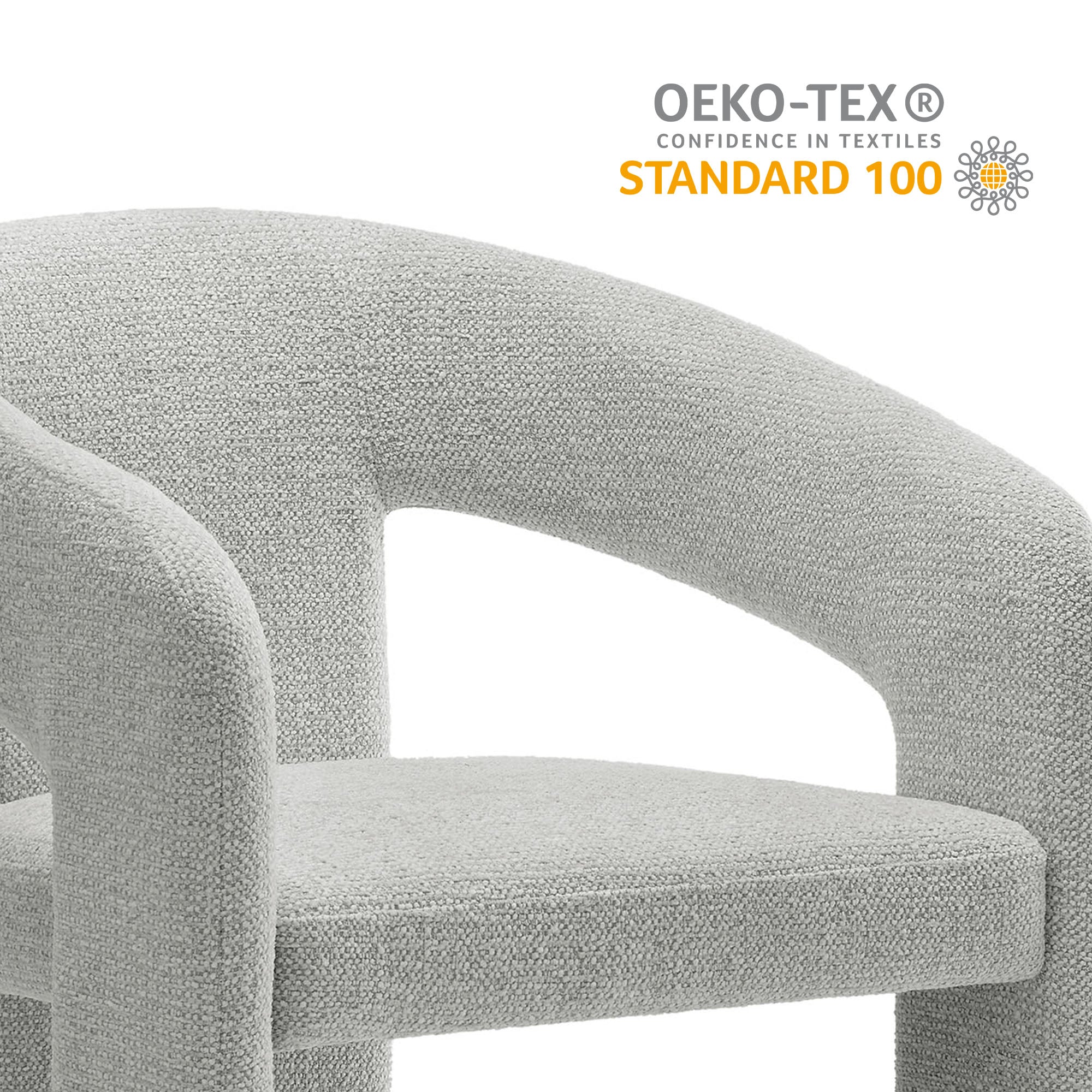 Oslo Barrel Fabric Upholstered Dining Accent Chair, Dove Gray