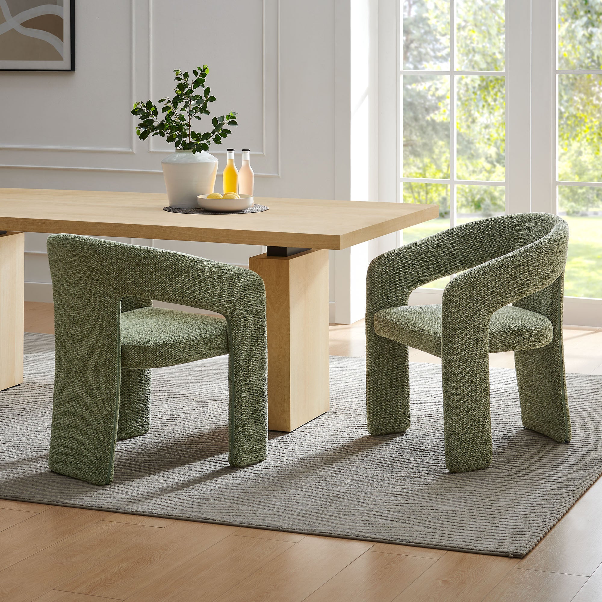 Oslo Barrel Fabric Upholstered Dining Accent Chair, Leaf