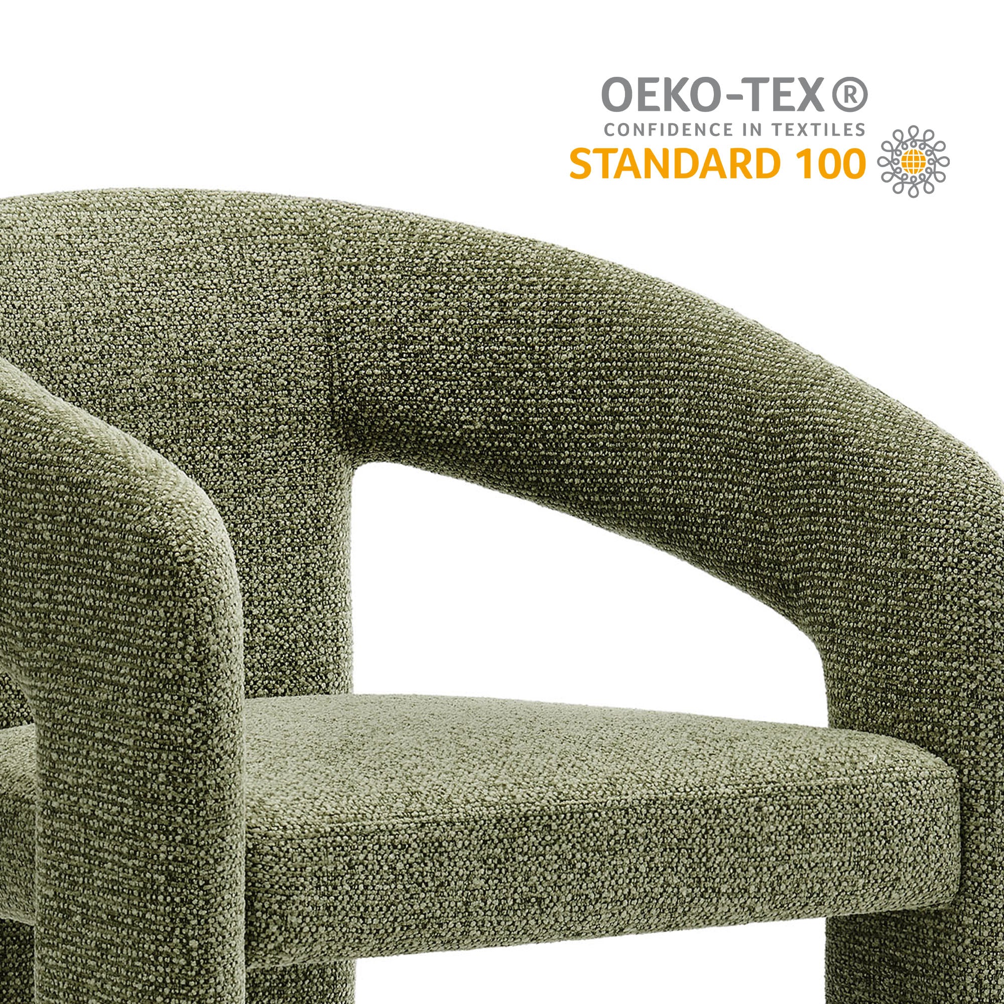 Oslo Barrel Fabric Upholstered Dining Accent Chair, Leaf