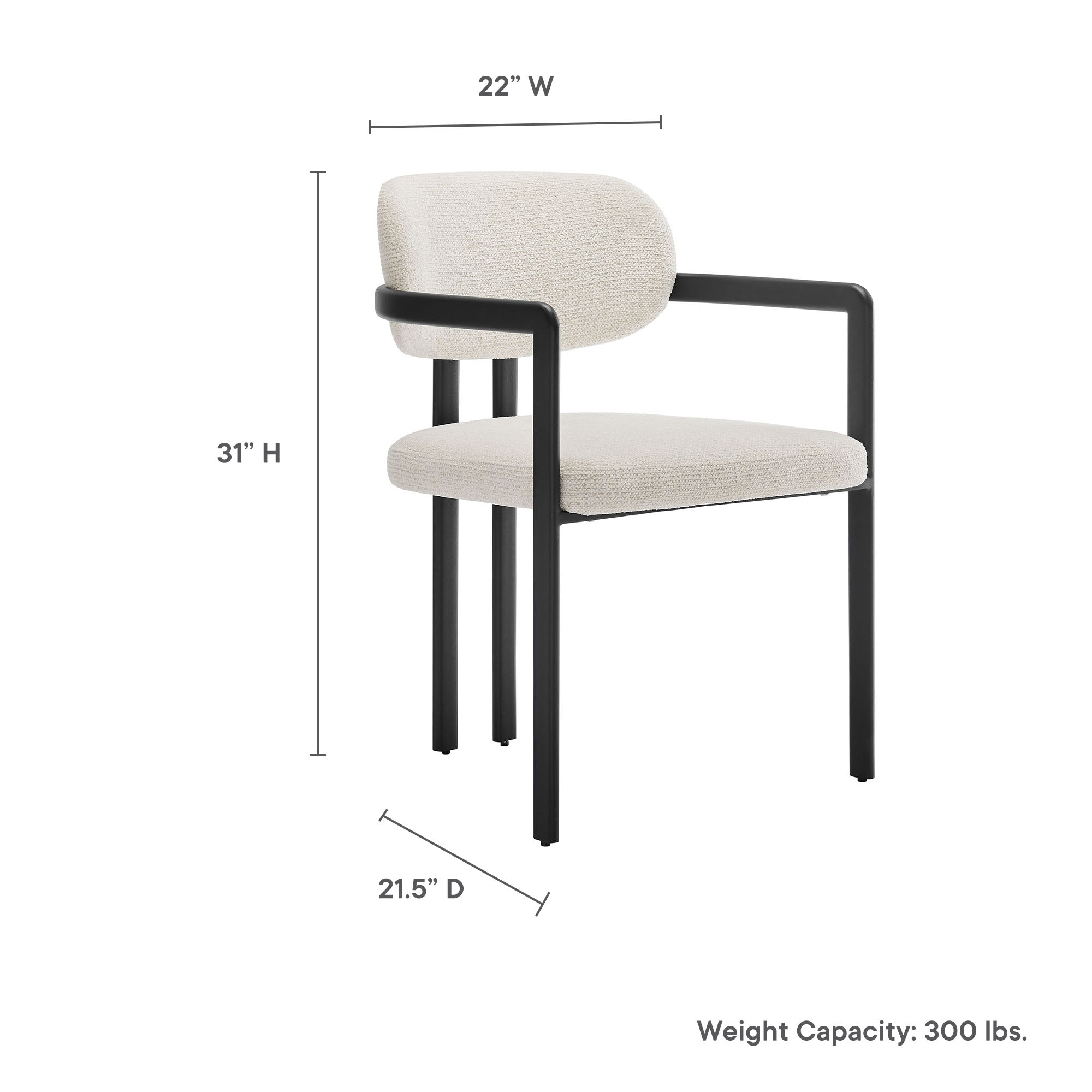 Elio Barrel Fabric and Metal Dining Chair, Black Cream