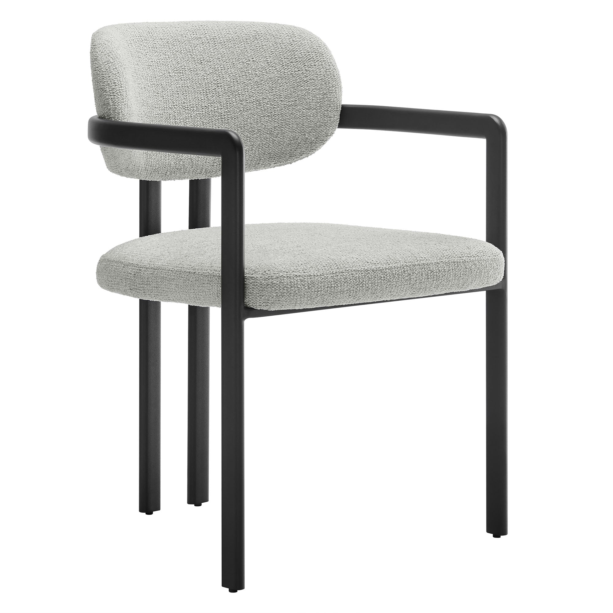 Elio Barrel Fabric and Metal Dining Chair, Black Dove Gray