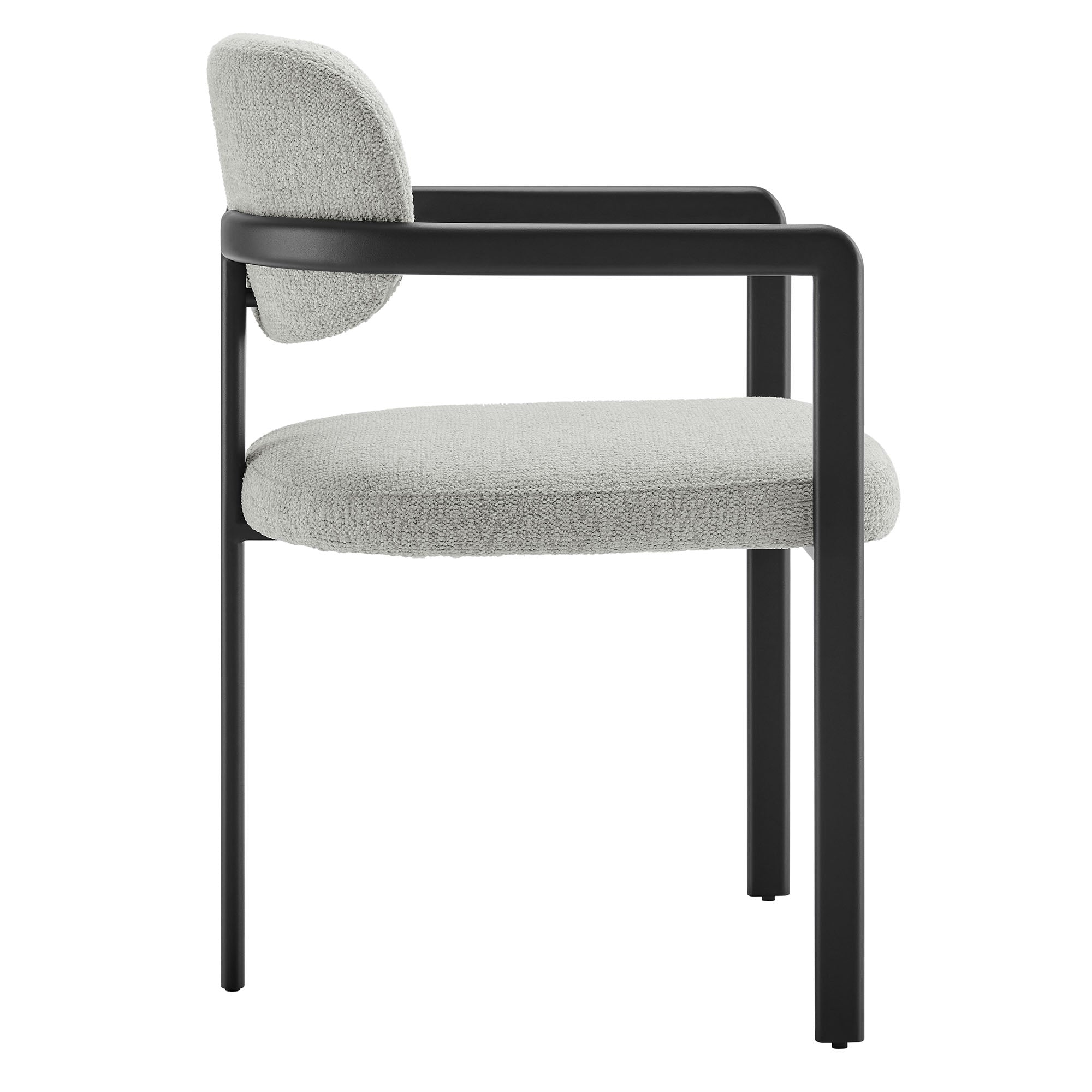 Elio Barrel Fabric and Metal Dining Chair, Black Dove Gray