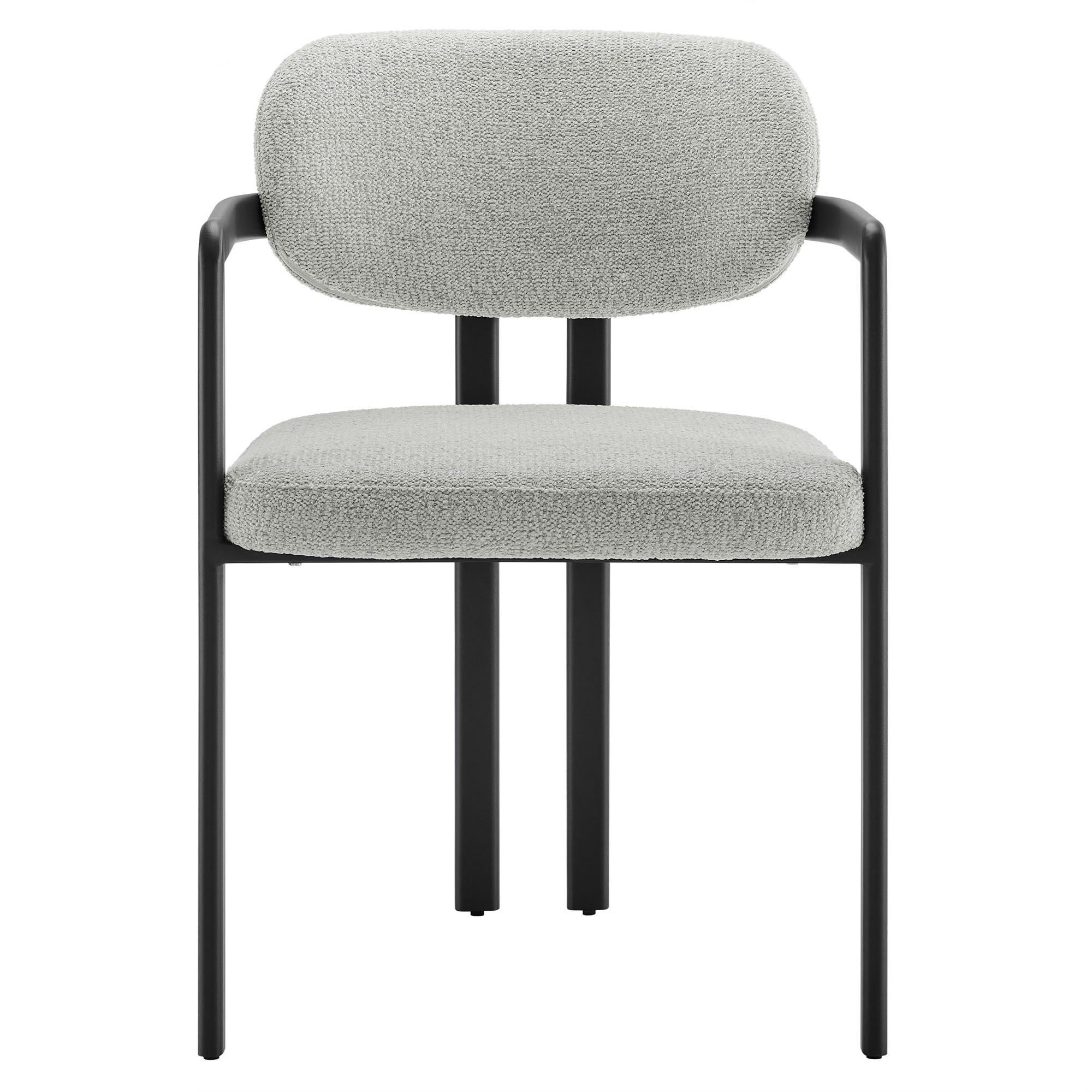 Elio Barrel Fabric and Metal Dining Chair, Black Dove Gray
