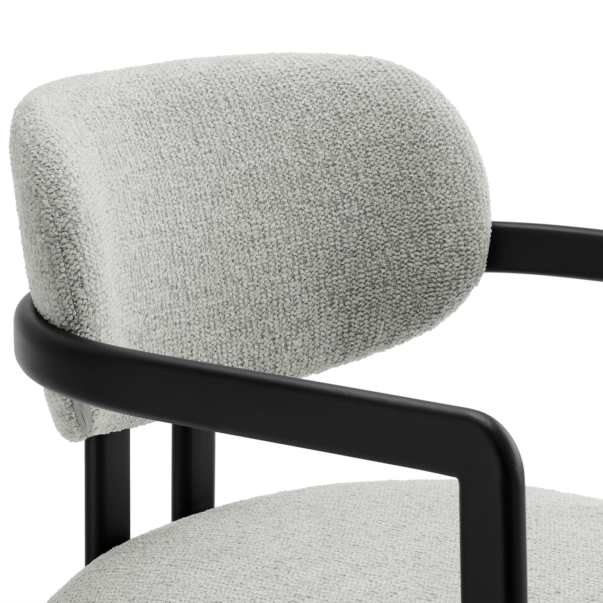 Elio Barrel Fabric and Metal Dining Chair, Black Dove Gray