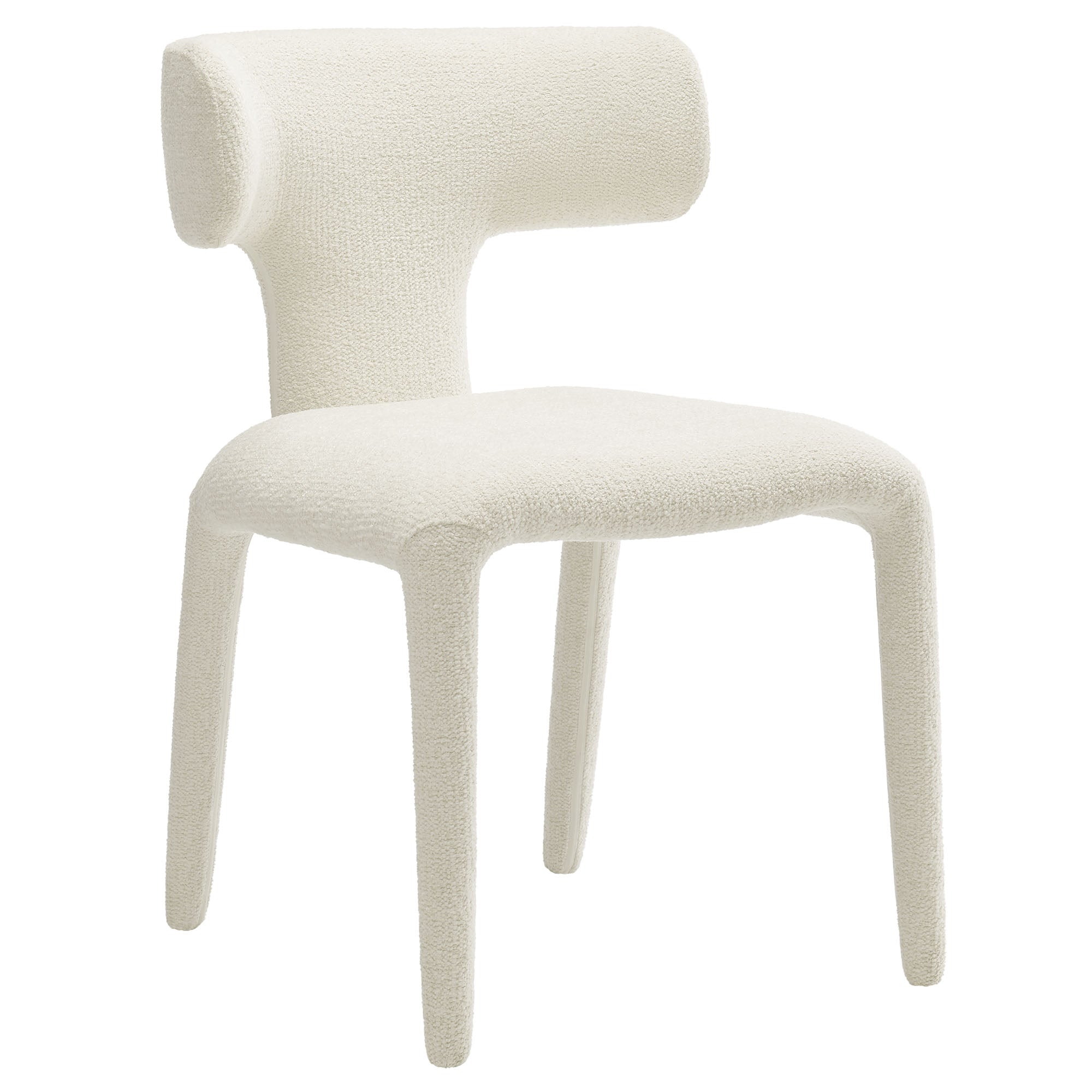 Stellan Curved Back Boucle Upholstered Dining Chair Set of 2, Cream