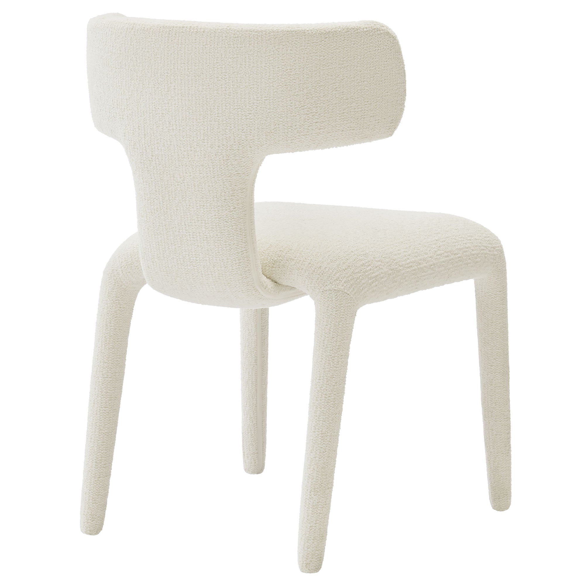 Stellan Curved Back Boucle Upholstered Dining Chair Set of 2, Cream