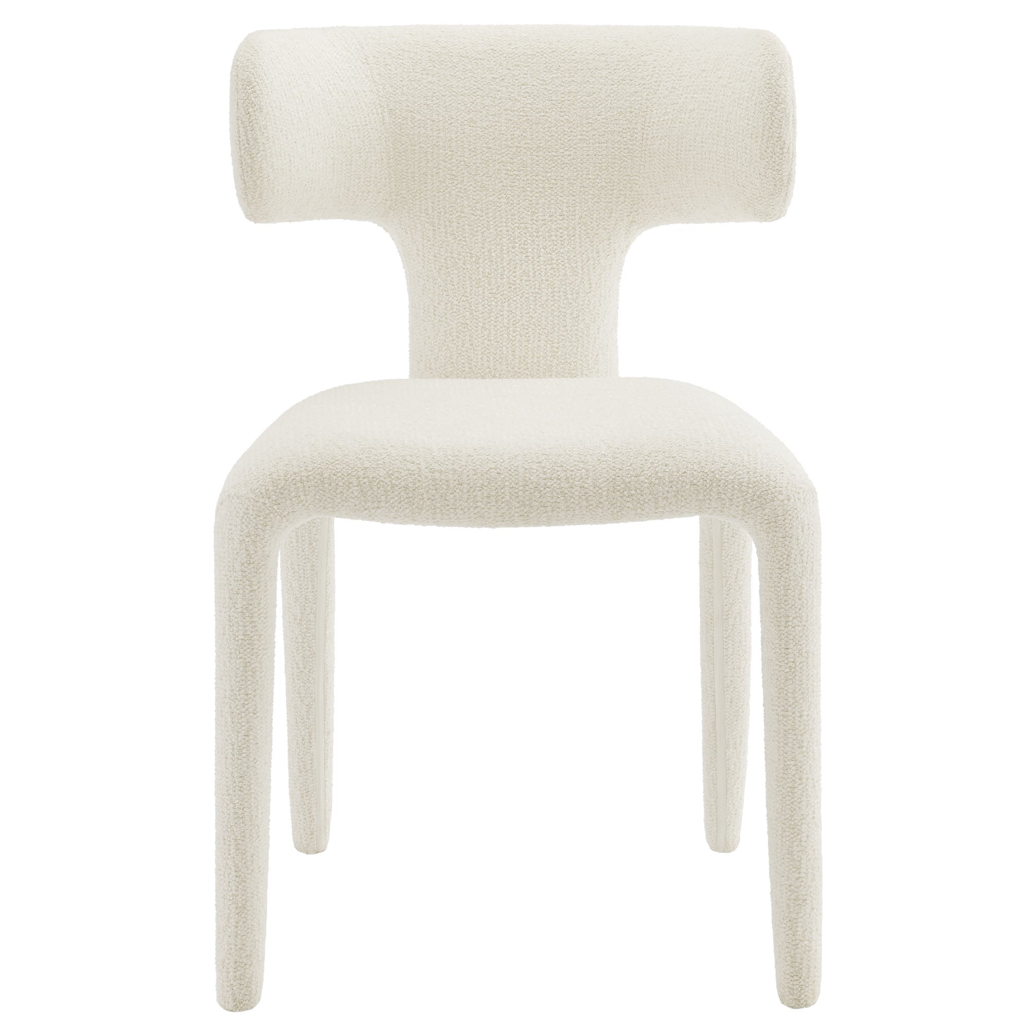 Stellan Curved Back Boucle Upholstered Dining Chair Set of 2, Cream
