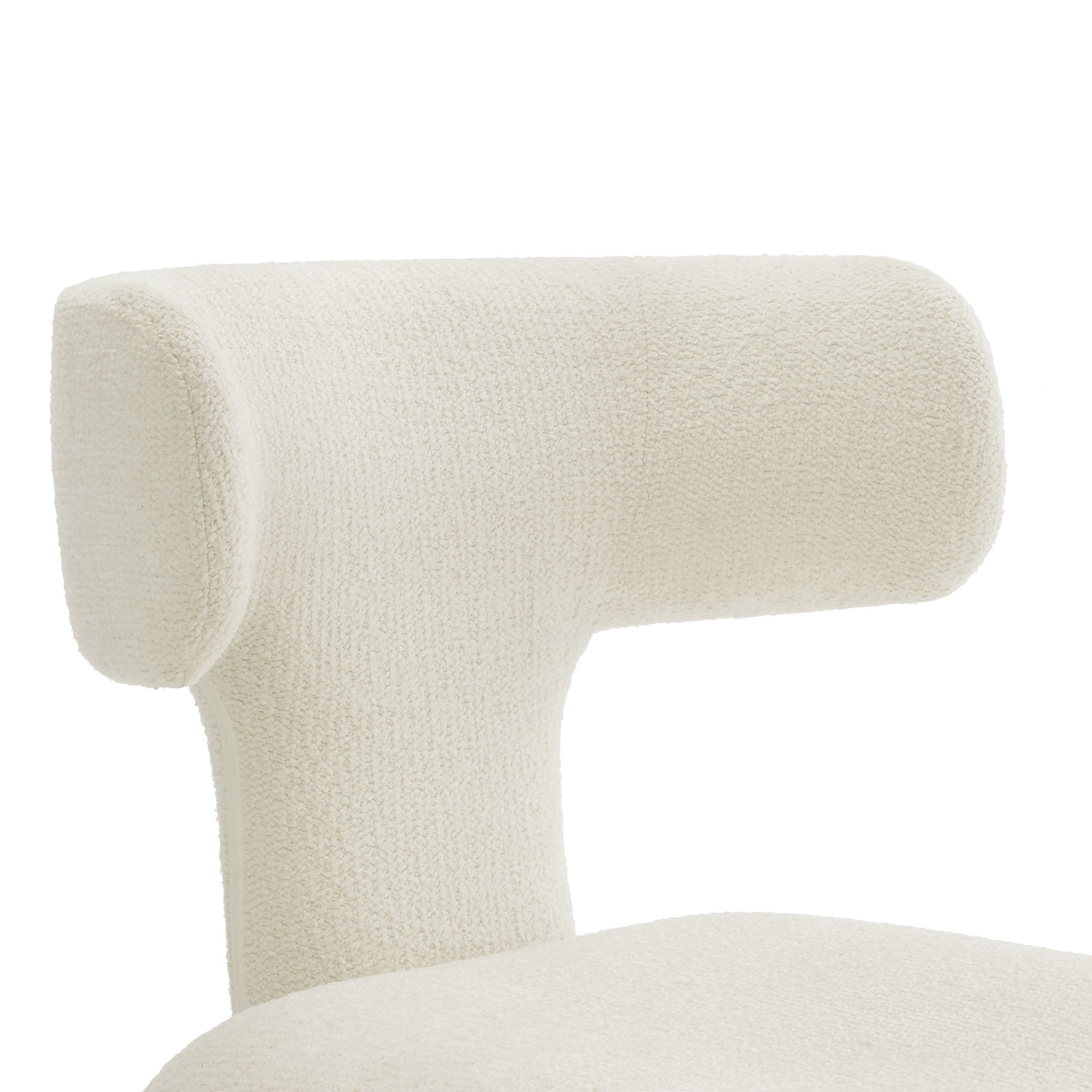 Stellan Curved Back Boucle Upholstered Dining Chair Set of 2, Cream